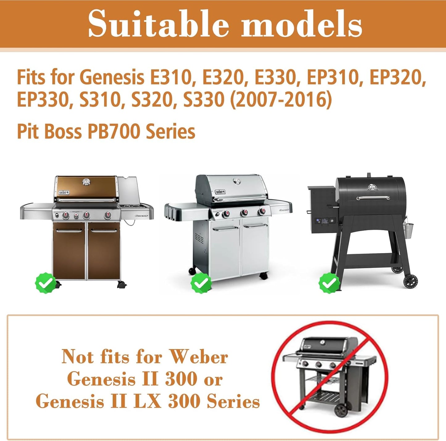 7524 Full Size Griddle Replacement Parts for Weber Genesis S310, E310, E320, S320, E330, S330, EP310, EP320, EP330, Carbon Steel Flat Top Grill Insert Parts with Handles for Weber Genesis 300 Series