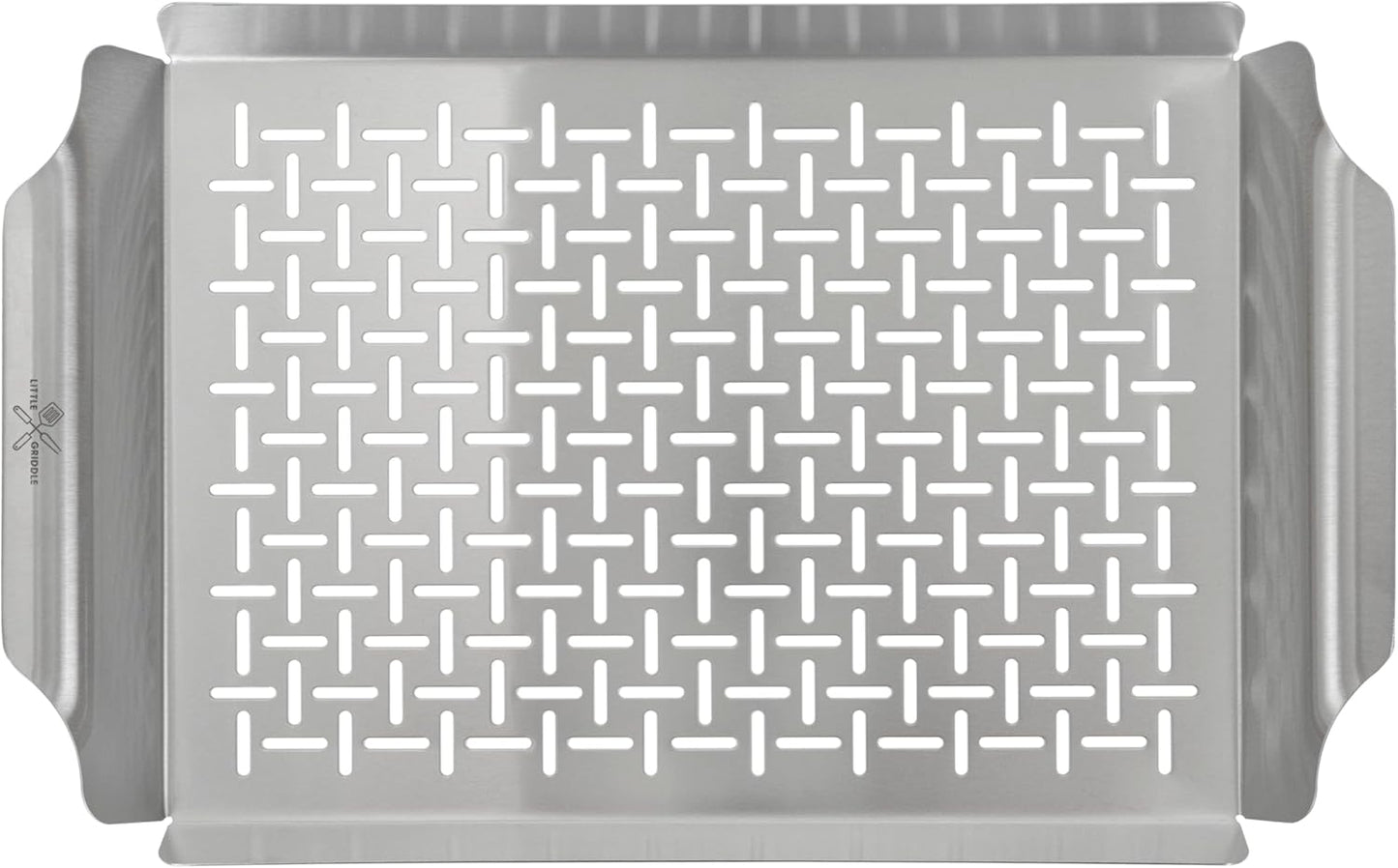 LITTLE GRIDDLE GT-525 Grill Pan and Grill Basket Set, High Sidewalls with Built-in Handles, Stainless Steel & Vented Design - Silver