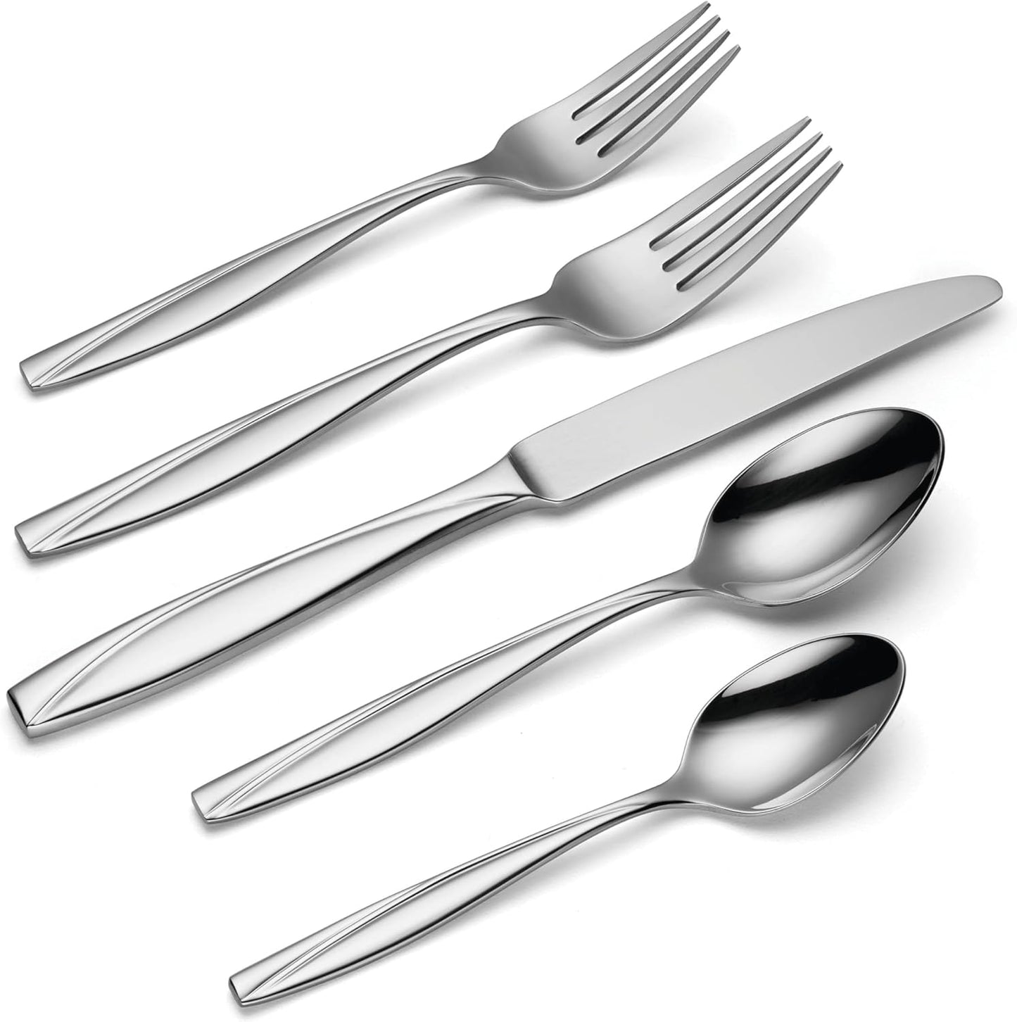 Oneida Camlynn Mirror 45 Piece Casual Flatware Set, 18/0 Stainless, Service for 8,Silver