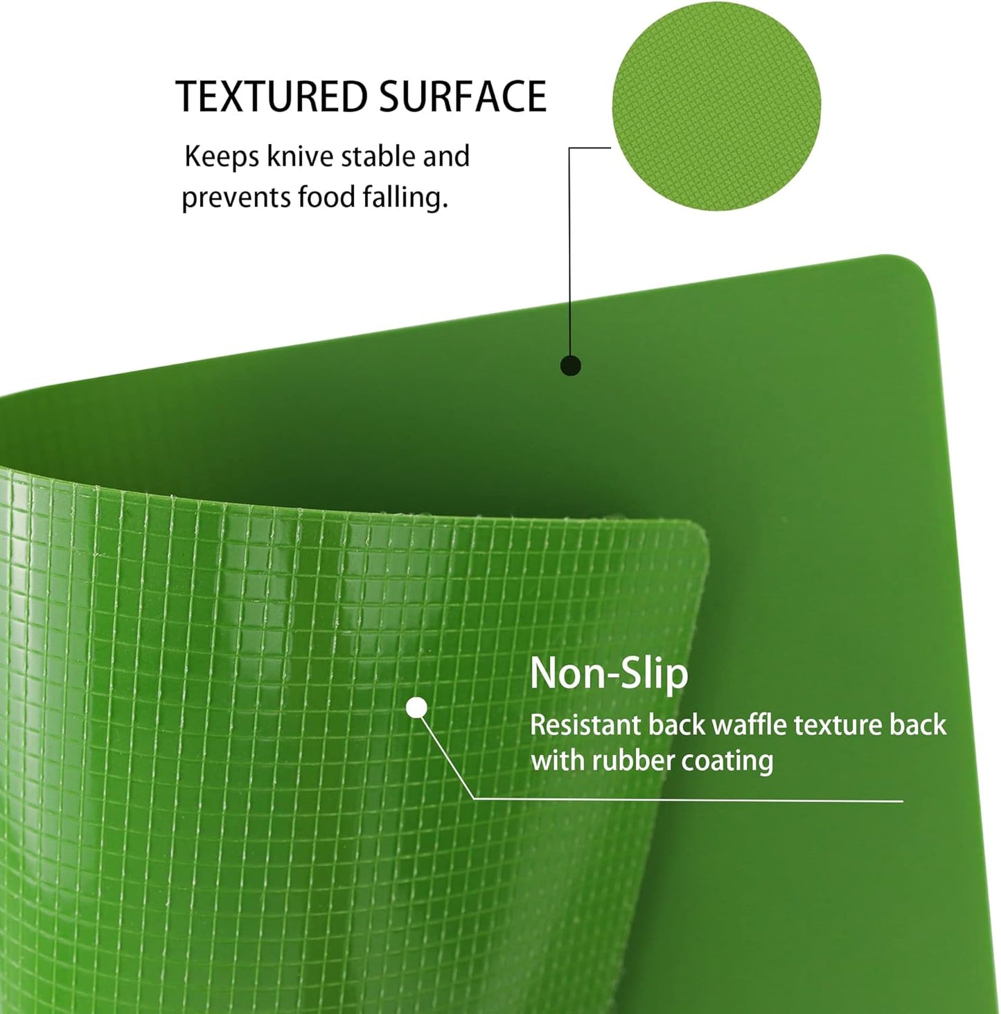 ZVP Plastic Cutting Board for Kitchen Set of 5, Flexible Cutting Mats with Food Icon, Gradient Color Chopping Boards, BPA Free, Non Slip, Dishwasher Safe, 15×12 IN,Green Multi-Color