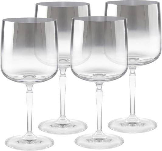 Barski Wine Glasses - Set of 4 - Water Glass -Smoked Metallic Ombre- Stemmed - 12 Oz. - for Red or White Wine or Water - Made in Europe