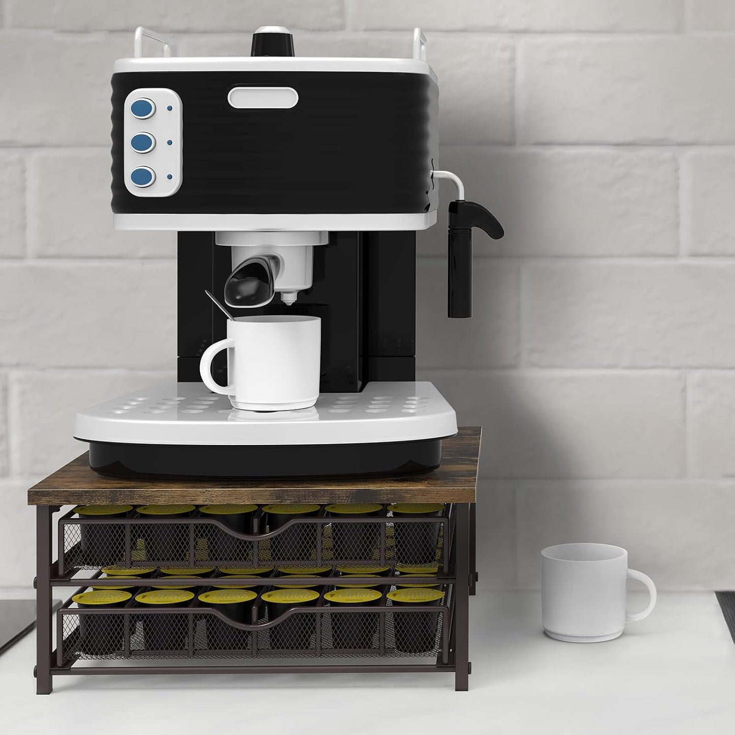 Coffee Pod Holder For Counter, Coffee Pod Drawer for Keurig Pod Storage Drawer Holder, 72 Capacity Pods Storage Organizer for Keurig Pod Storage with Sliding Baskets for Coffee Station, Brown