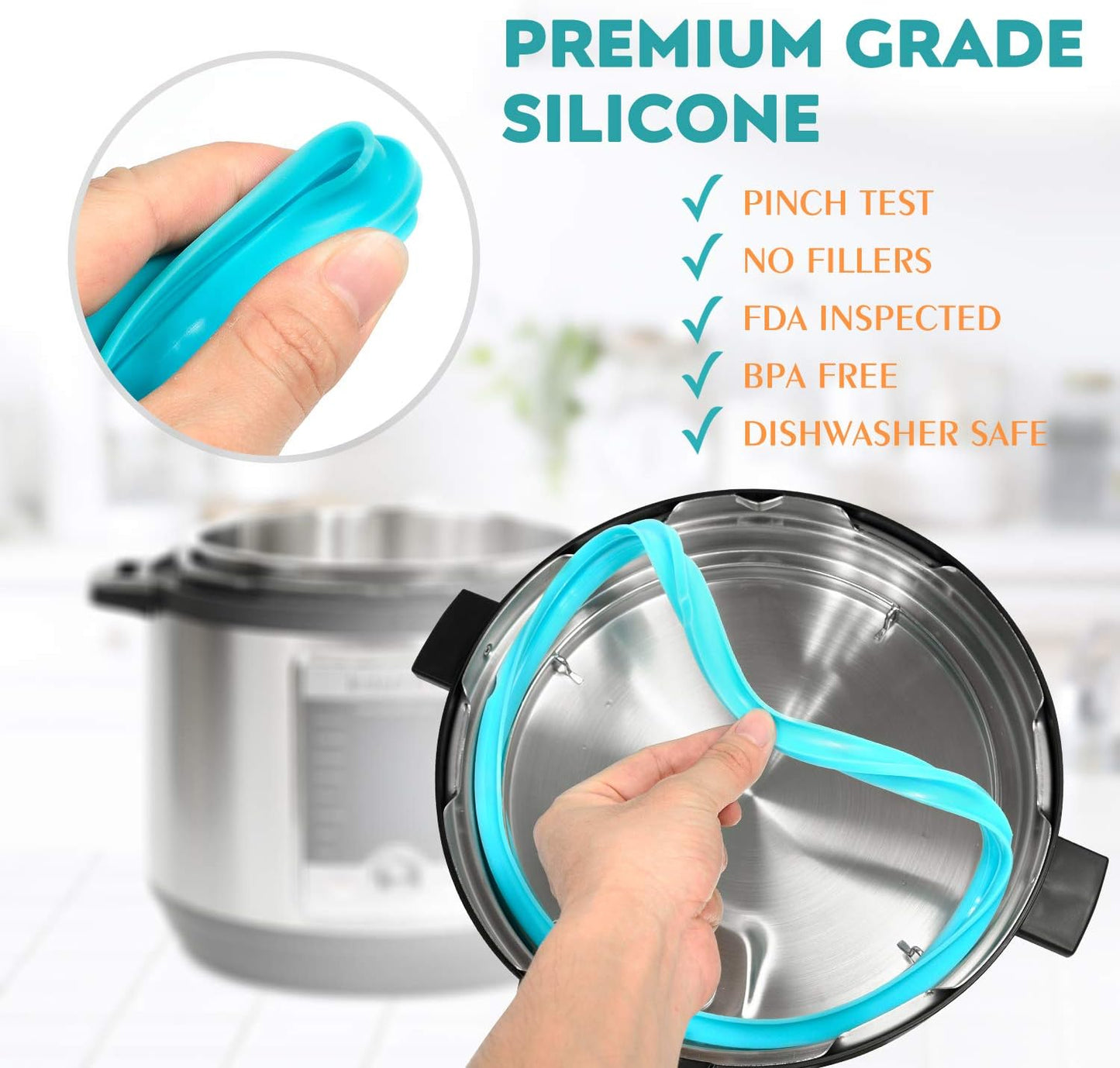 6QT Silicone Sealing Ring 3 Pack with Steam Release Valve | Fits Duo/Lux/Ultra 5QT & 6QT Cookers, Dishwasher Safe.