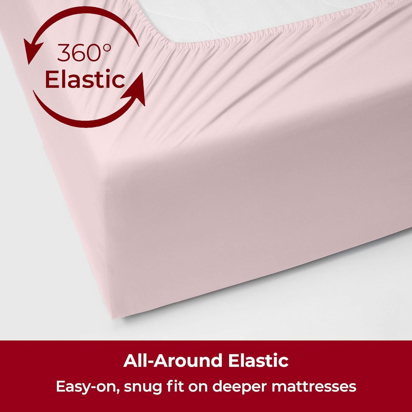 Mellanni Extra Deep Twin Sheets - 3 PC Iconic Collection Bedding - Hotel Luxury, Ultra Soft, Cooling Bed Sheets - Wrinkle, Fade, Stain Resistant (Twin, Blush Pink)