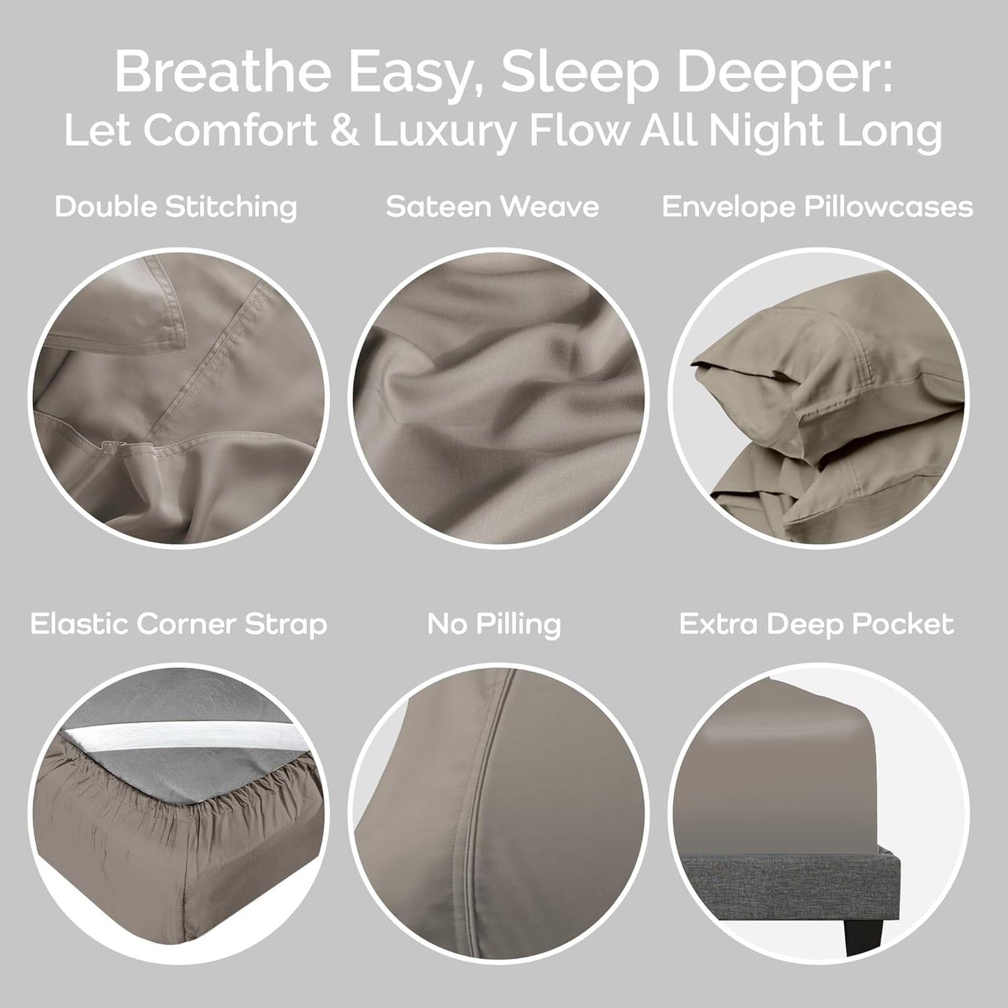 100% Viscose from Bamboo Sheets King Size, Super Soft Bedding Set, 4PC Cooling Sheets for Hot Sleepers, Vegan Silk Moisture Wicking, Organically Grown Bedsheet, Sand -76" x 80"