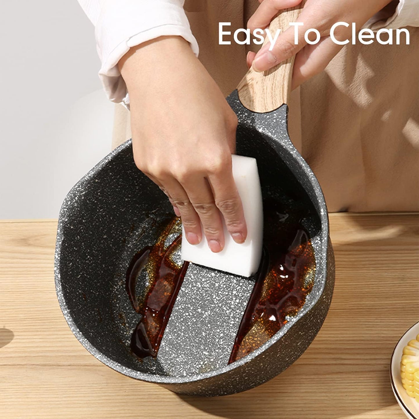 JEETEE 1.5 Quart Sauce Pan with Lid, Non Stick Small Pot with Coating, Masterclass Cookware Sauce Pot for Cooking, PFOA/PFOS Free