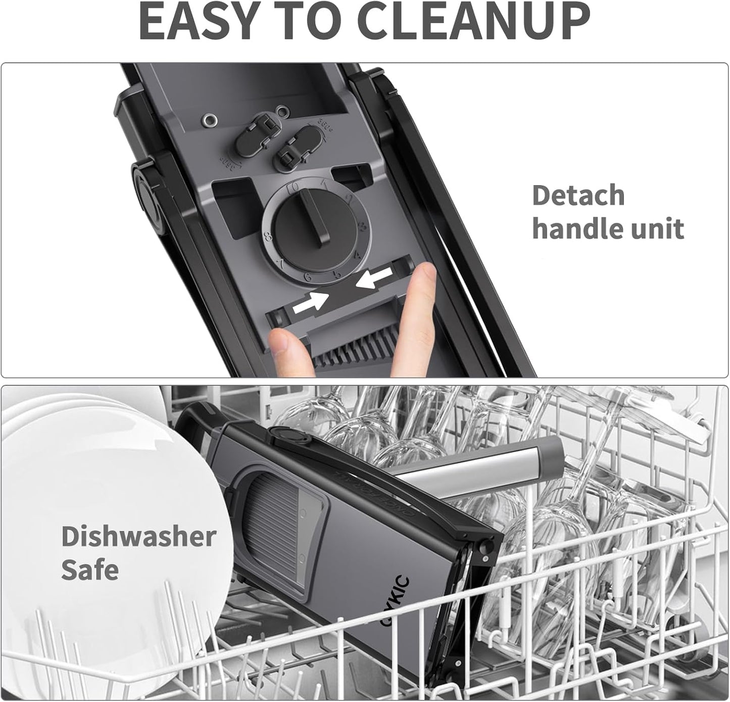 Safe Mandoline Food Slicer for Kitchen, Adjustable Vegetable Chopper Food Slicer with Peeler Thickness Adjuster, Potato French Fry Cutter, Kitchen Chopping Artifact (Black)