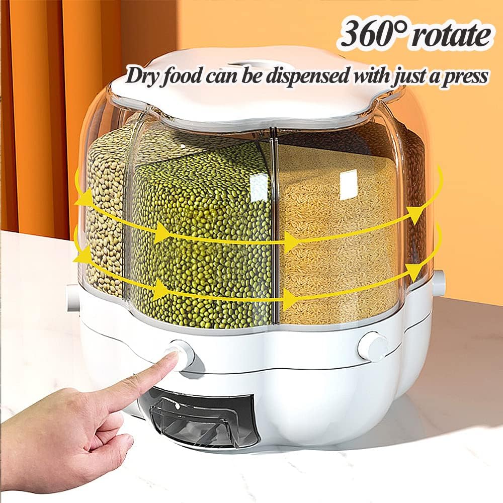 XIYAO 40lb Grain Storage Container, 360 Rotating Food Dispenser with Lid, Moisture Resistant Household, Airtight Storage for Black Rice, Yellow Rice and Small Beans