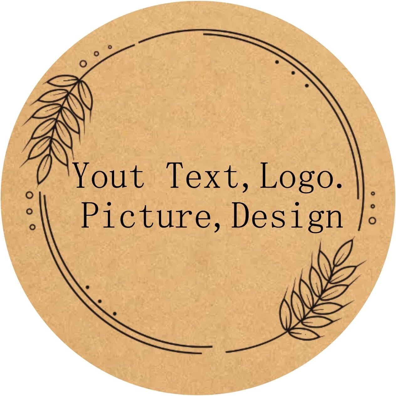 Custom Stickers Kraft Paper Labels Personalized Withe Text, Business Logo Customized Food Jars Labels Bakery Label Sticker Package Favor Canning Circle 100pcs (Style 11)