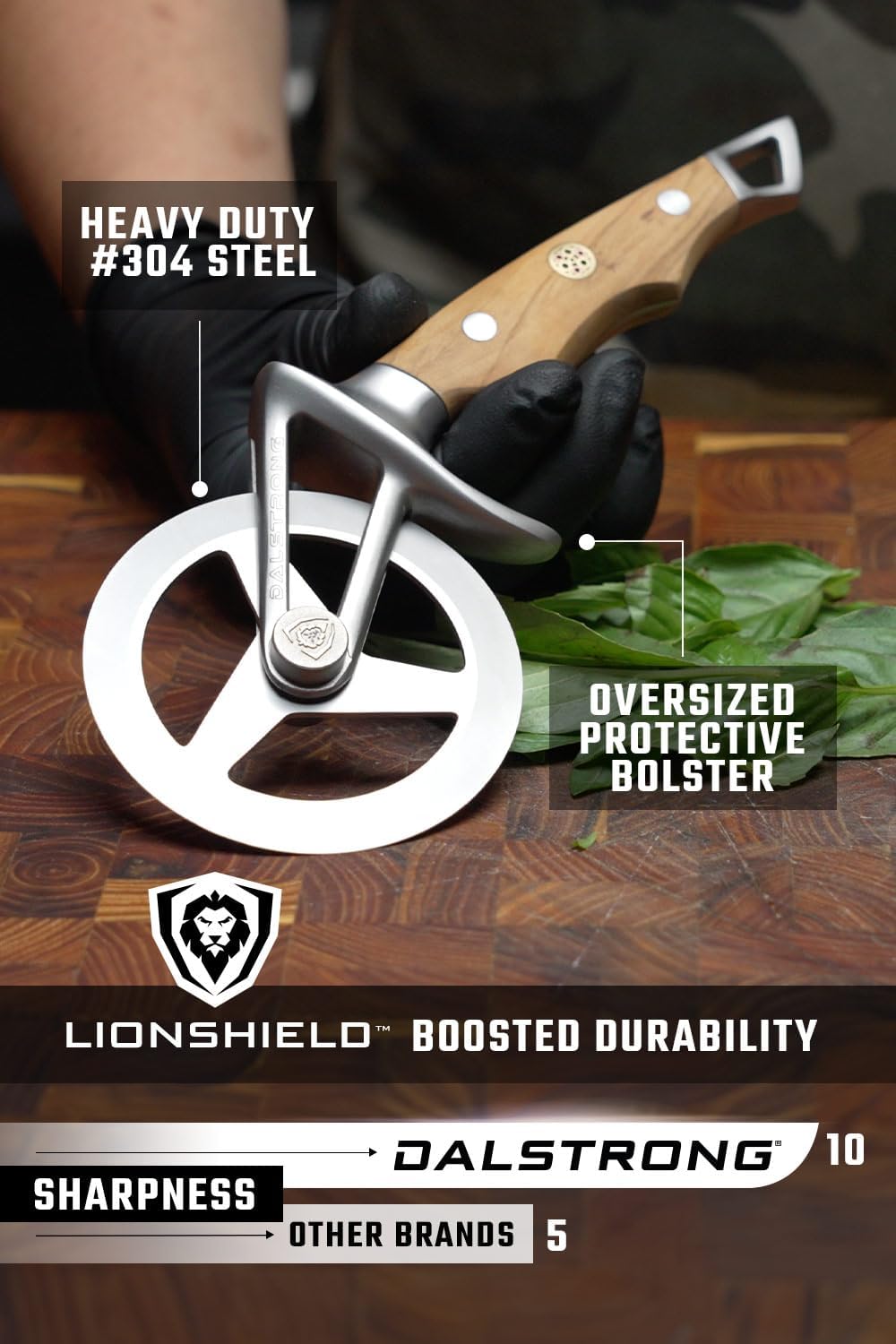 Dalstrong Pizza Wheel Cutter - Olive Wood Handle - The Orbit Razor Unique Pizza Wheel & Cutter -High-Carbon Heavy-Duty Stainless Steel - Razor Sharp - Thumb Guard Protection & Blade Cover
