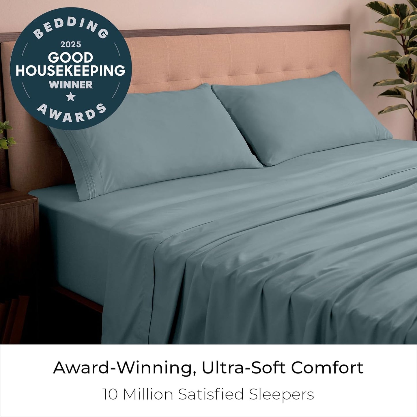 Mellanni California King Sheets Set - 4 PC Iconic Collection Bedding - Hotel Luxury, Extra Soft, Cooling Bed Sheets - Wrinkle, Fade, Stain Resistant (Cal King, Spa Blue)