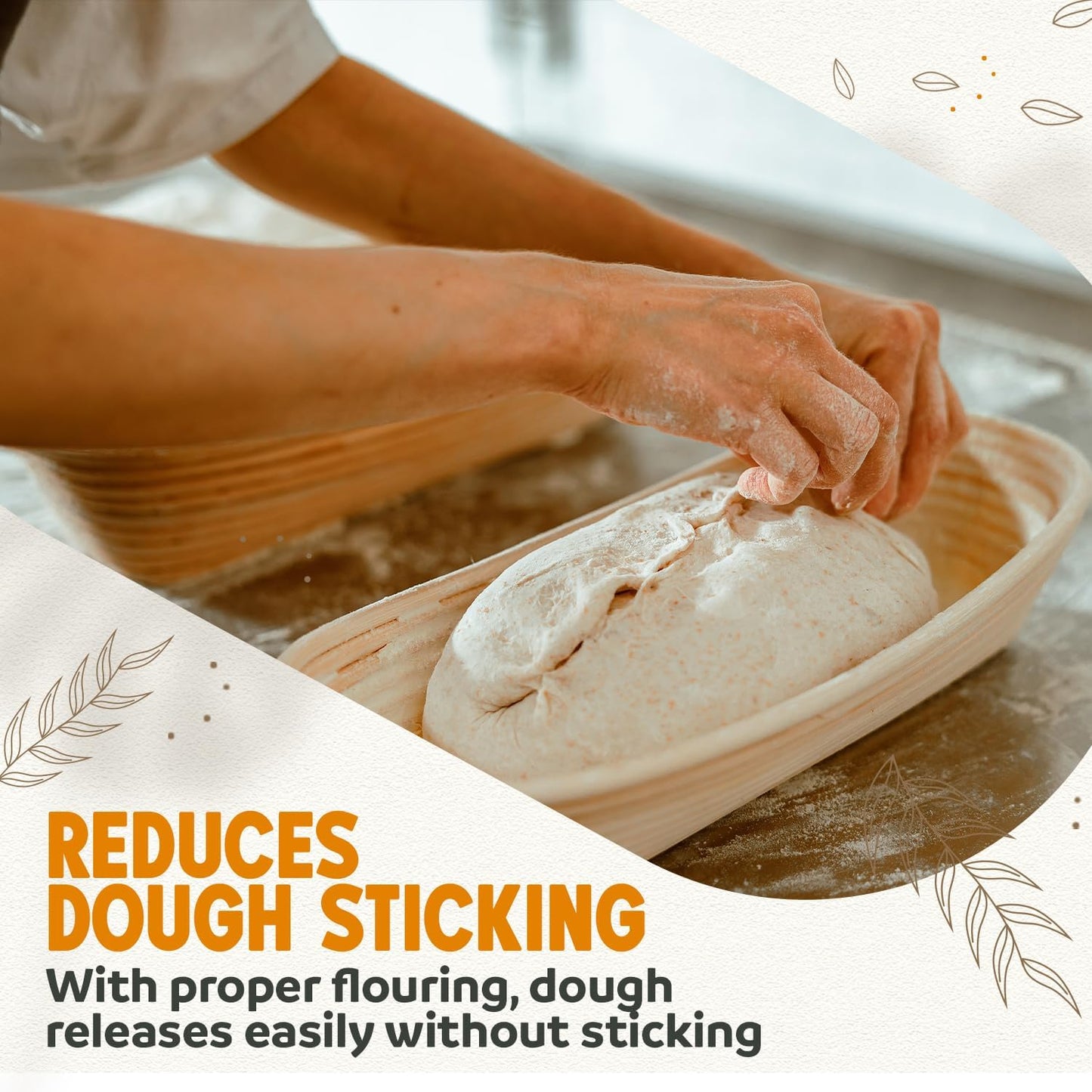 Banneton Bread Proofing Basket Sourdough Proofing Basket for Beginners & Professional Bakers, Handwoven Rattan Cane Bread Maker with Linen for Artisan Breads, 8.5 x 3 In, 1-Lb Round - Set of 2