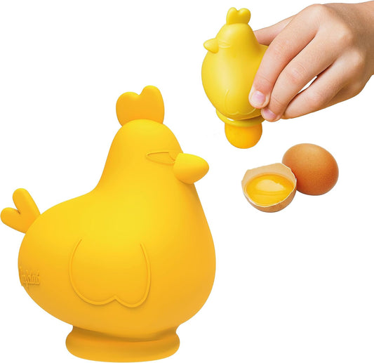 Chefclub Kids - Egg Separator, Chicken Shape, Egg White Separator, Raw Eggs - No Drip, No Mess - Food Grade Silicone, Kitchen Cooking, Kitchen Gadgets Unique Baking Tools (Yellow)