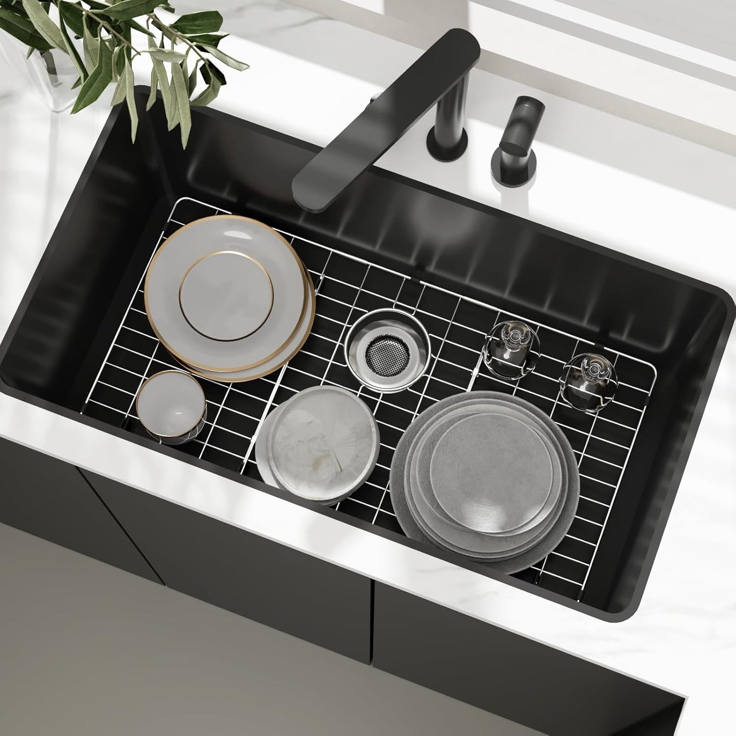 Sink Protectors for Kitchen Sink, Sink Grate Grid for Bottom of Sink, Metal Sink Rack, Bottom Basin Rack, Stainless Steel, 23" x 13"