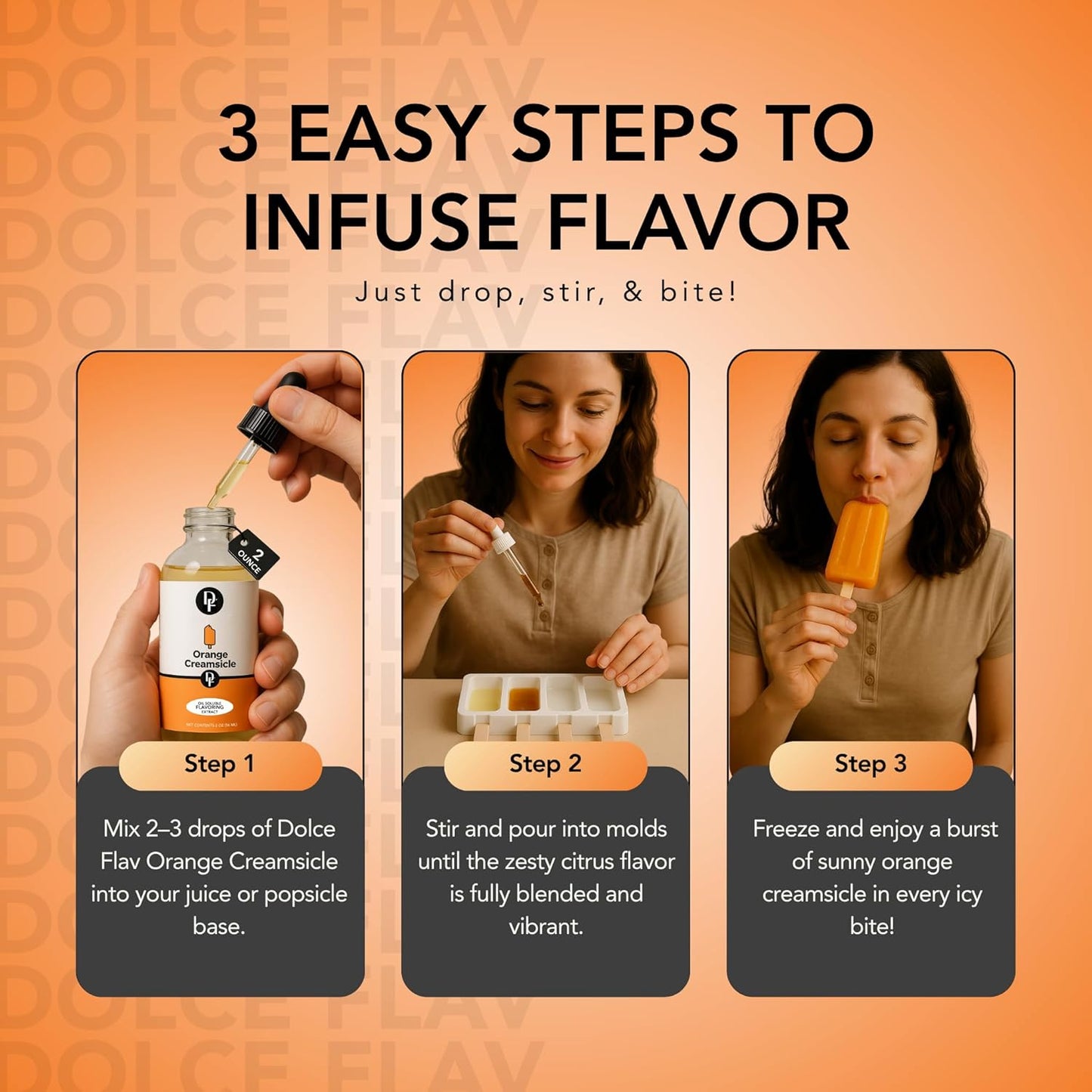 Dolce Flav Orange Creamsicle Extract - 2 Ounce Oil-Soluble Multipurpose Flavoring Ideal for Candy Making, Baking, Lip Balm, and Ice Cream - Perfect Kitchen Gift for Holidays