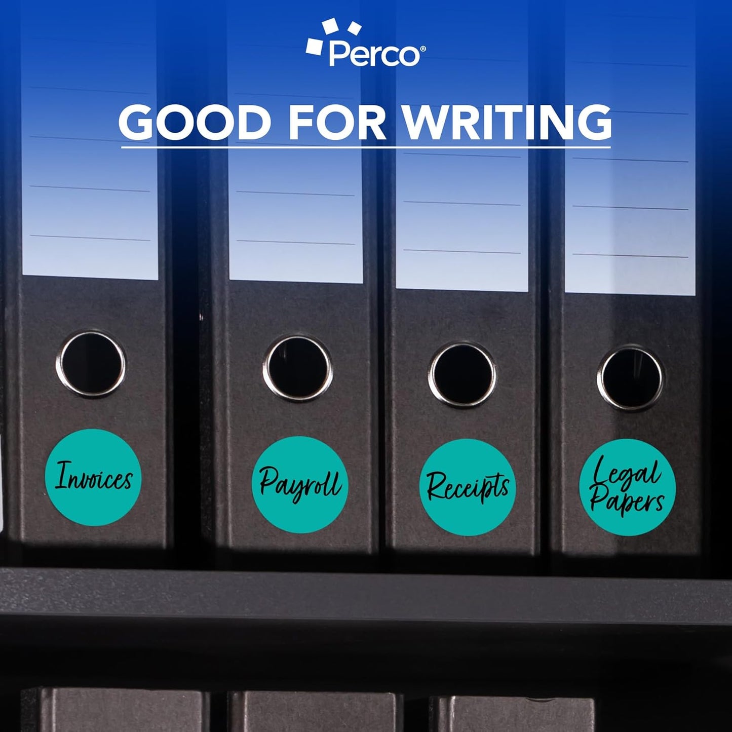 Perco Teal 3-Inch Round Circle Dot Sticker Labels - Multi-Roll Pack (3 Rolls, 500 Labels Each) - Permanent Adhesive, Vibrant Colors, Strong Hold - Perforated for Easy Use - Made in USA