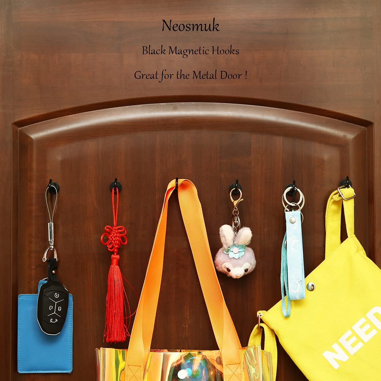 Neosmuk Magnetic Hooks, Cruise Ship Essentials, 30lb+ Heavy Duty Magnetic Hooks for Cruise Cabins, Refrigerator, Grill, Hanging, and Travel | Extra Strong Must-Haves Magnet Hook(Black,Pack of 12)