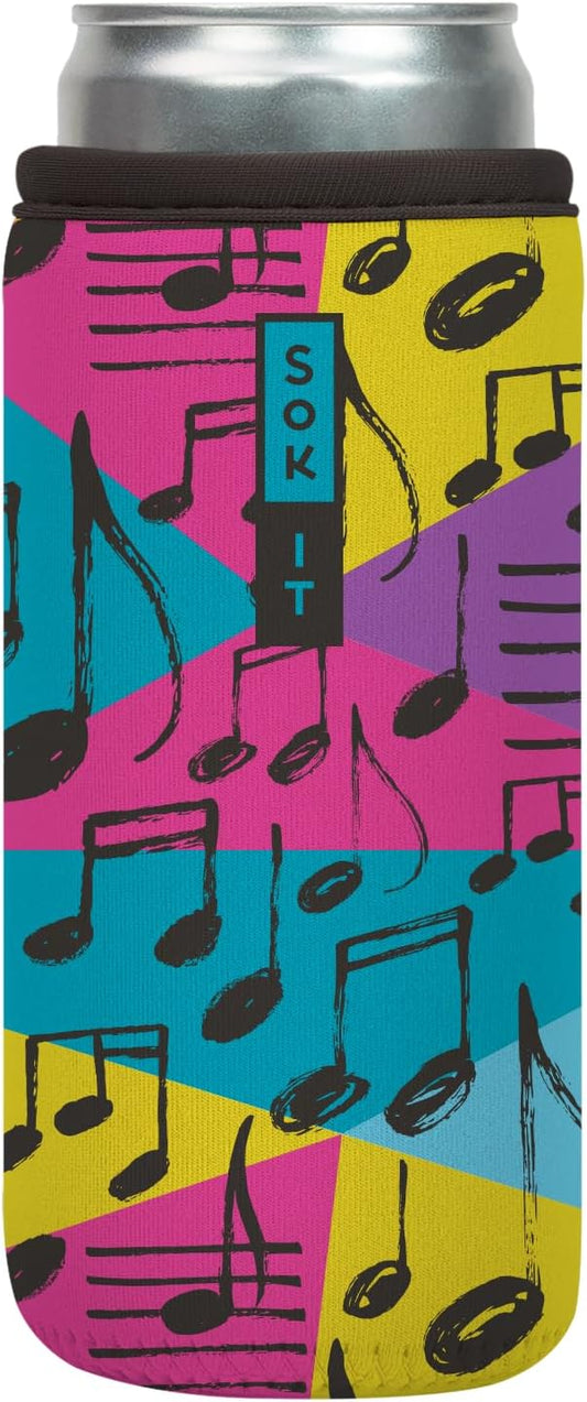 Sok It CanSok Sleeve for Beer & Soda Insulated Neoprene Cover (Music to My Ears, 12oz Slim Can Sleeve)