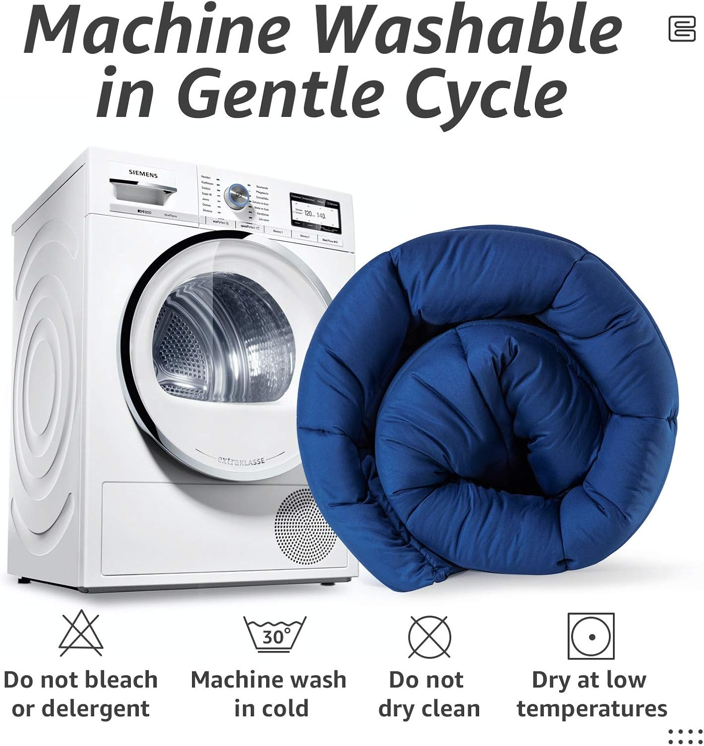 HYLEORY All-Season King Size Bed Comforter - Cooling Down Alternative Quilted Duvet Insert with Corner Tabs - Winter Warm - Machine Washable - Navy Blue