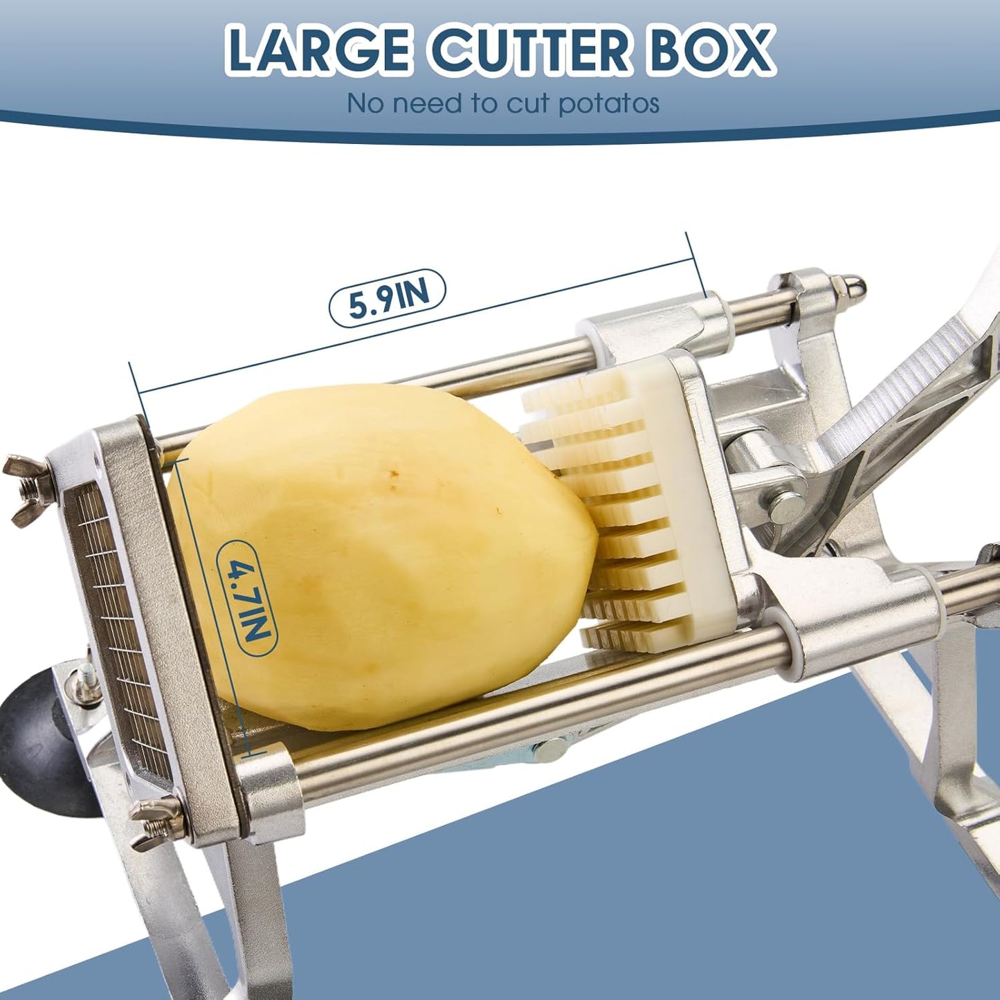 Commercial French Fry Cutter Stainless Steel Potato Cutter for with 1/2,1/3 and 3/8 Inch Blade, Heavy Duty Potato Slicer Manual Potato Chopper Set for Sweet Potato, Carrot, Cucumbers