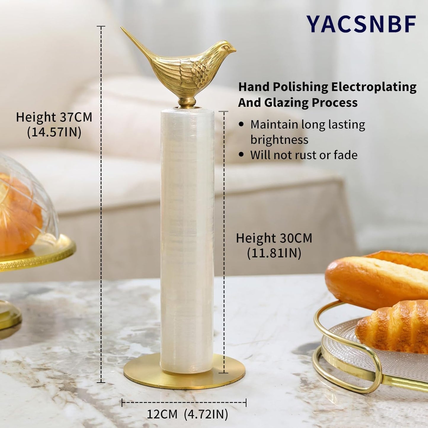 Luxurious Gold Paper Towel Holder Countertop, Brass Paper Towel Holder for Kitchen, Unique Gold Bird Decor - Sturdy, Durable, and Elegant Home Decor for Kitchen