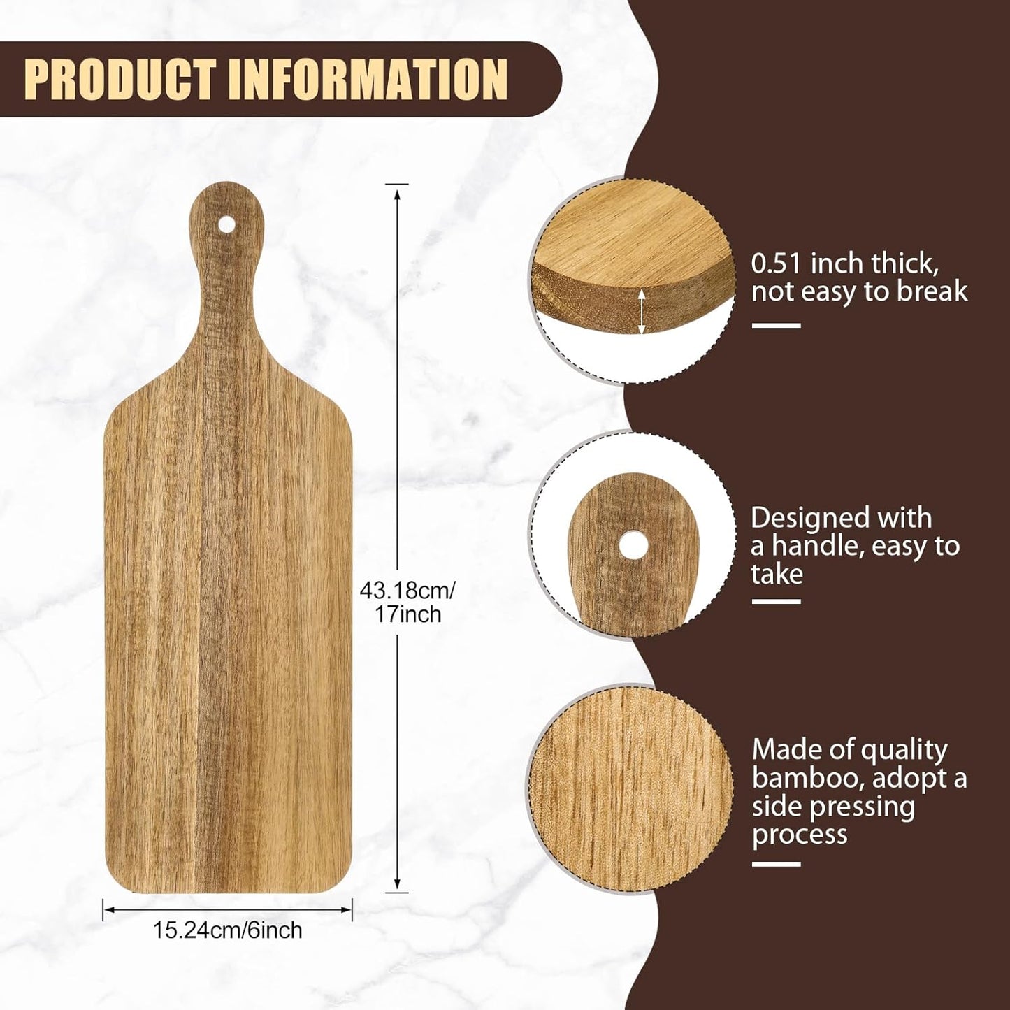 Lounsweer 6 Pcs Thicken Cutting Board Bulk Wood Board for Chopping Serving Charcuterie Material for Laser Engraving Mother' Day Wedding Housewarming Gift