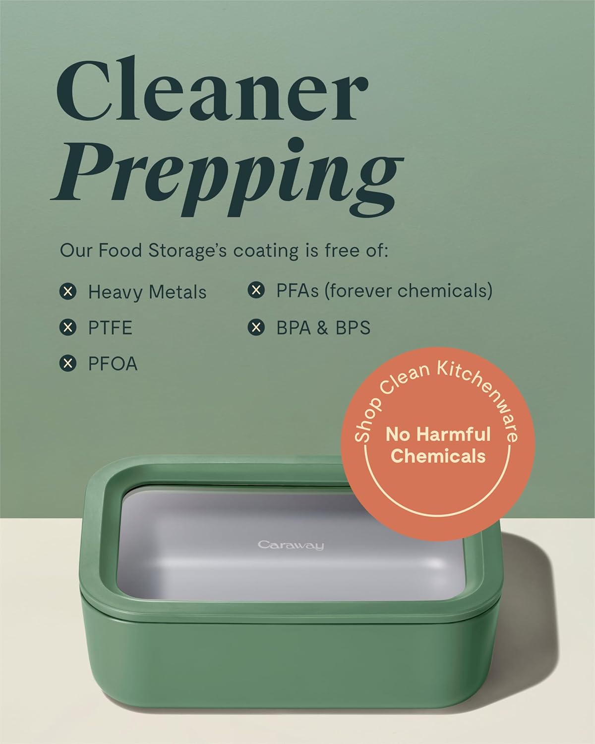 Caraway 2pc Glass Food Storage Set - 6.6 Cup Food Containers (2) - Ceramic Coated - Non Toxic, Non Stick Lunch Box with Lids. Dishwasher, Oven, & Microwave Safe - Cream