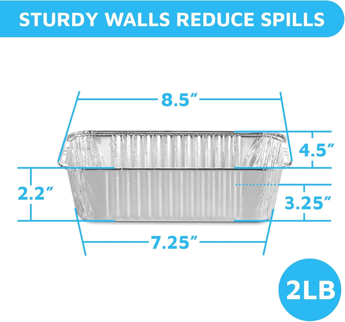 MontoPack Aluminum Disposable Loaf Pans | Deep Standard Size 8.5” x 4.5” Extra Thick Foil Bread Containers for Baking, Food Storage & Takeout | Eco-Friendly & Recyclable | Bulk 100-Pack 2 Pound Trays