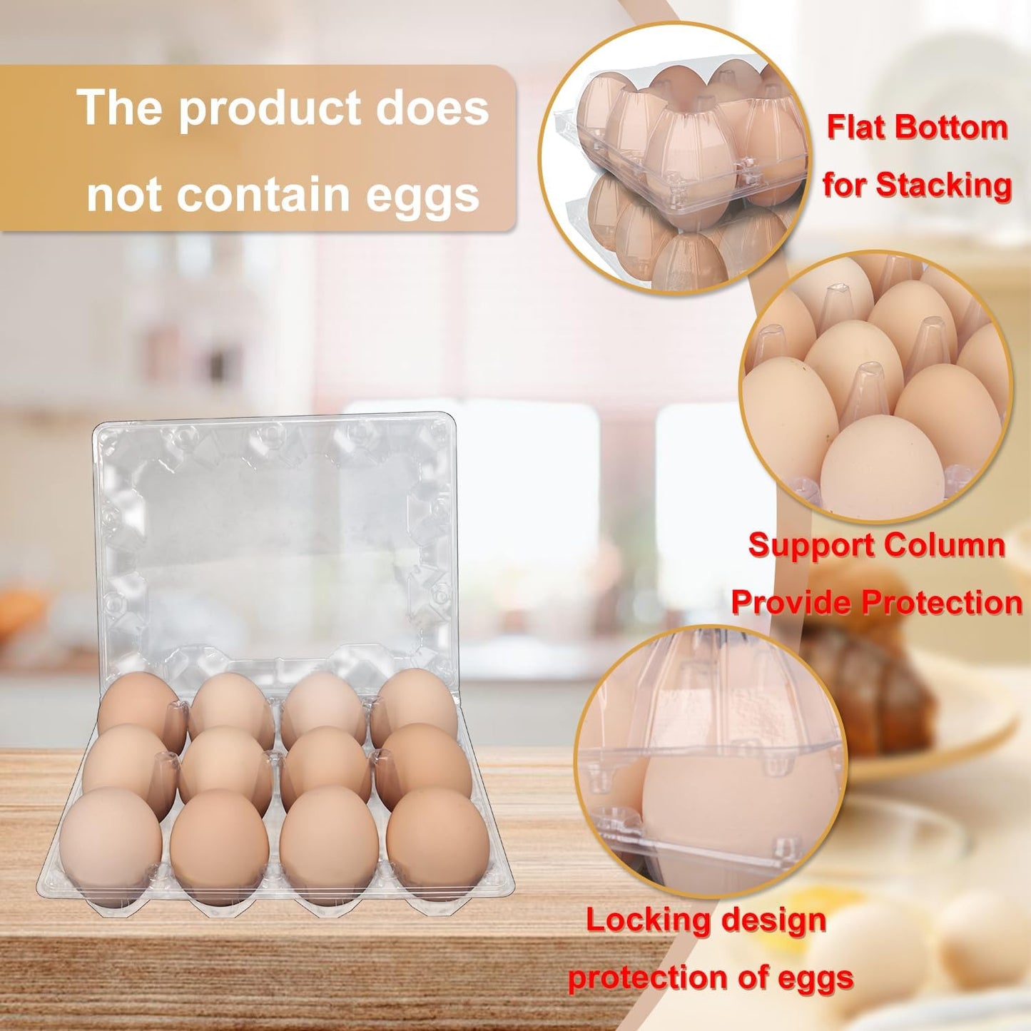 120 Pack Bulk Egg Cartons, Clear Plastic Chicken Egg Holders, Egg Tray Carton Holder for Home & Kitchen, Farm & Market Use, An Eco-Friendly Egg Storage Solution, 12 Grids