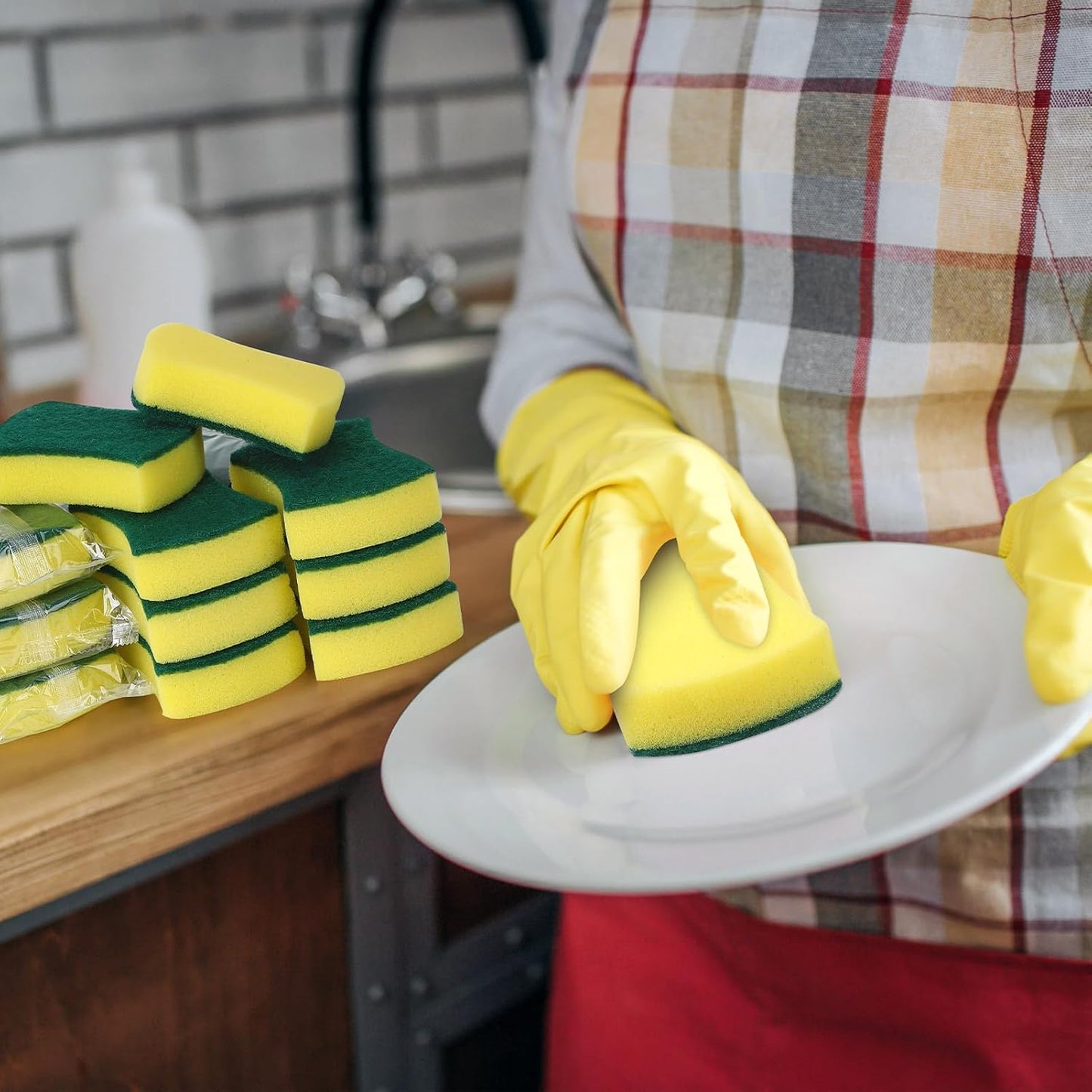 200 Pcs Individually Wrapped Sponges,Uncompressed Non Scratch Scrouing Sponges for Household Cleaning Dishes Kitchen Airbnb Apartment Car Bike