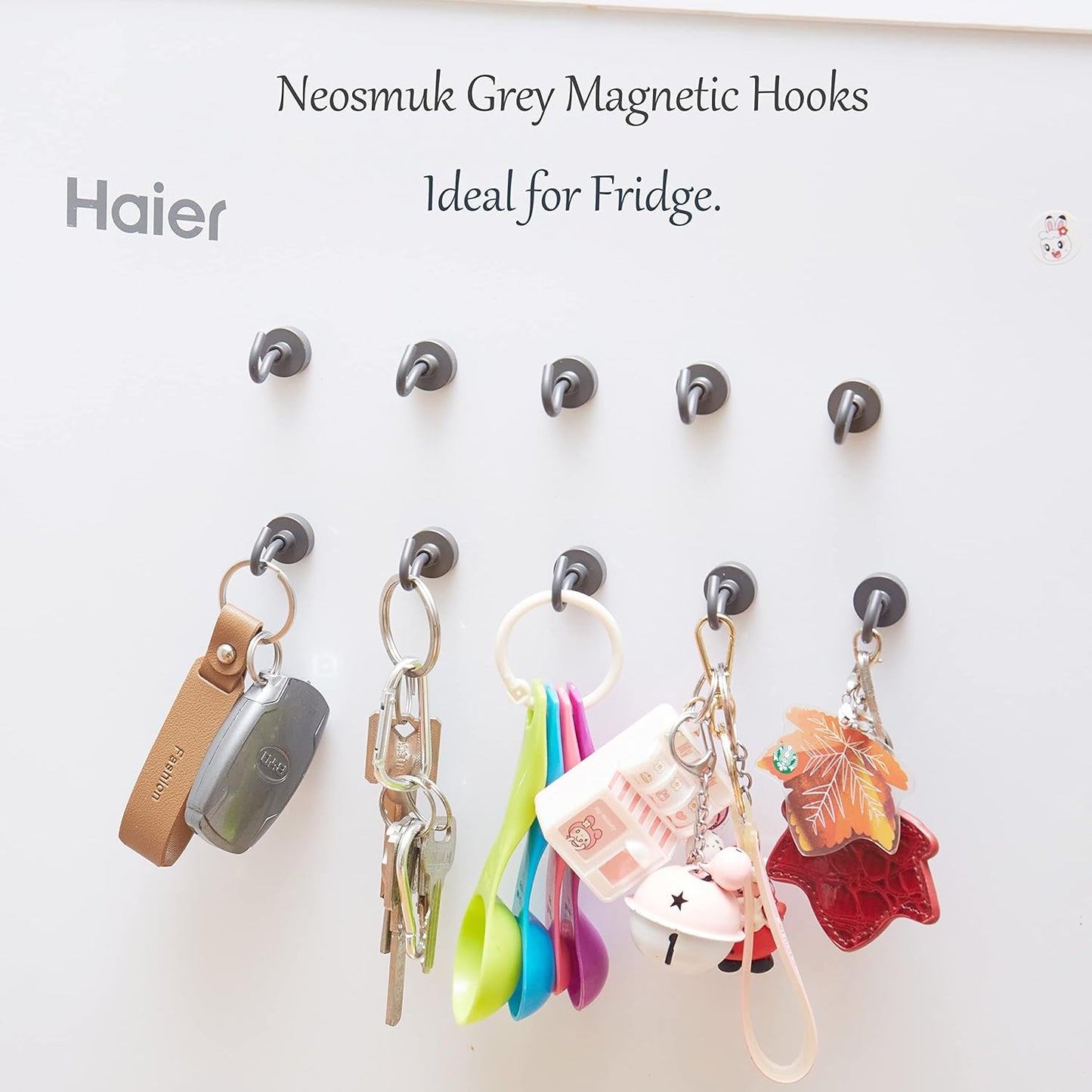 Neosmuk Magnetic Hooks Heavy Duty,Strong Magnet with Hook for Fridge, Super Neodymium Extra Strength Industrial Hooks for Hanging, Magnetic Hanger for Toolbox, Cruise, Grill(Gunmetal,10 Pack)