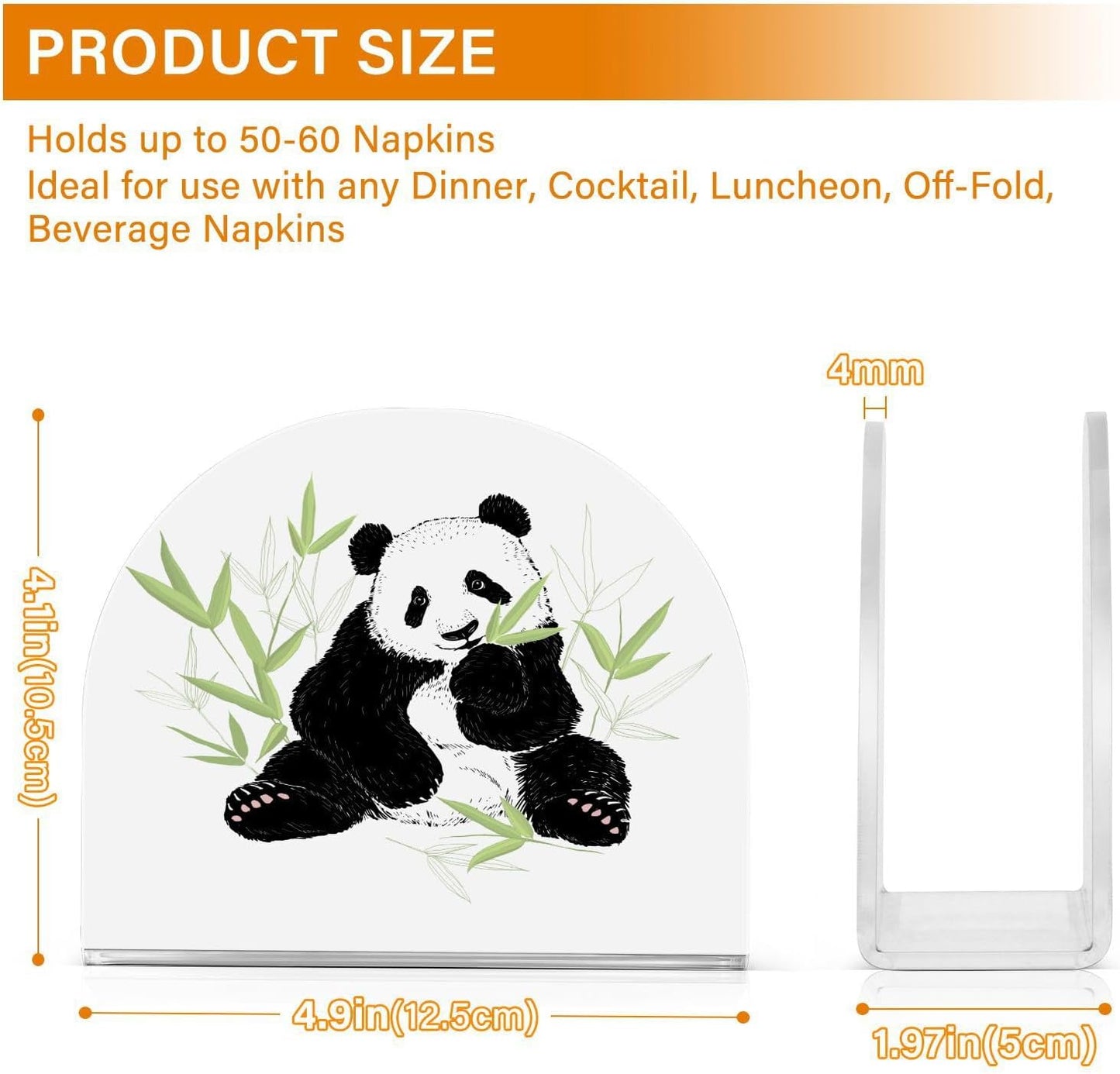Cute Panda Eating Bamboo Napkin Holder for Table Paper Napkins Holder Acrylic Tissue Dispenser Kitchen Dining Room Bathroom Party Car Decor