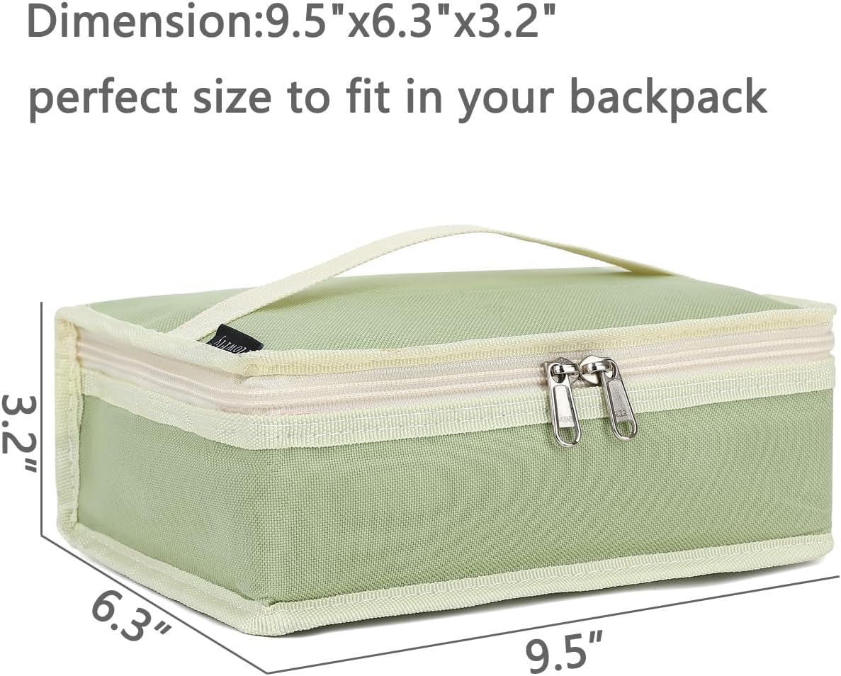 FlowFly Small Insulated Lunch box Portable Soft Bag Mini Cooler Thermal Meal Tote Kit with Handle for Work & School, Light Matcha
