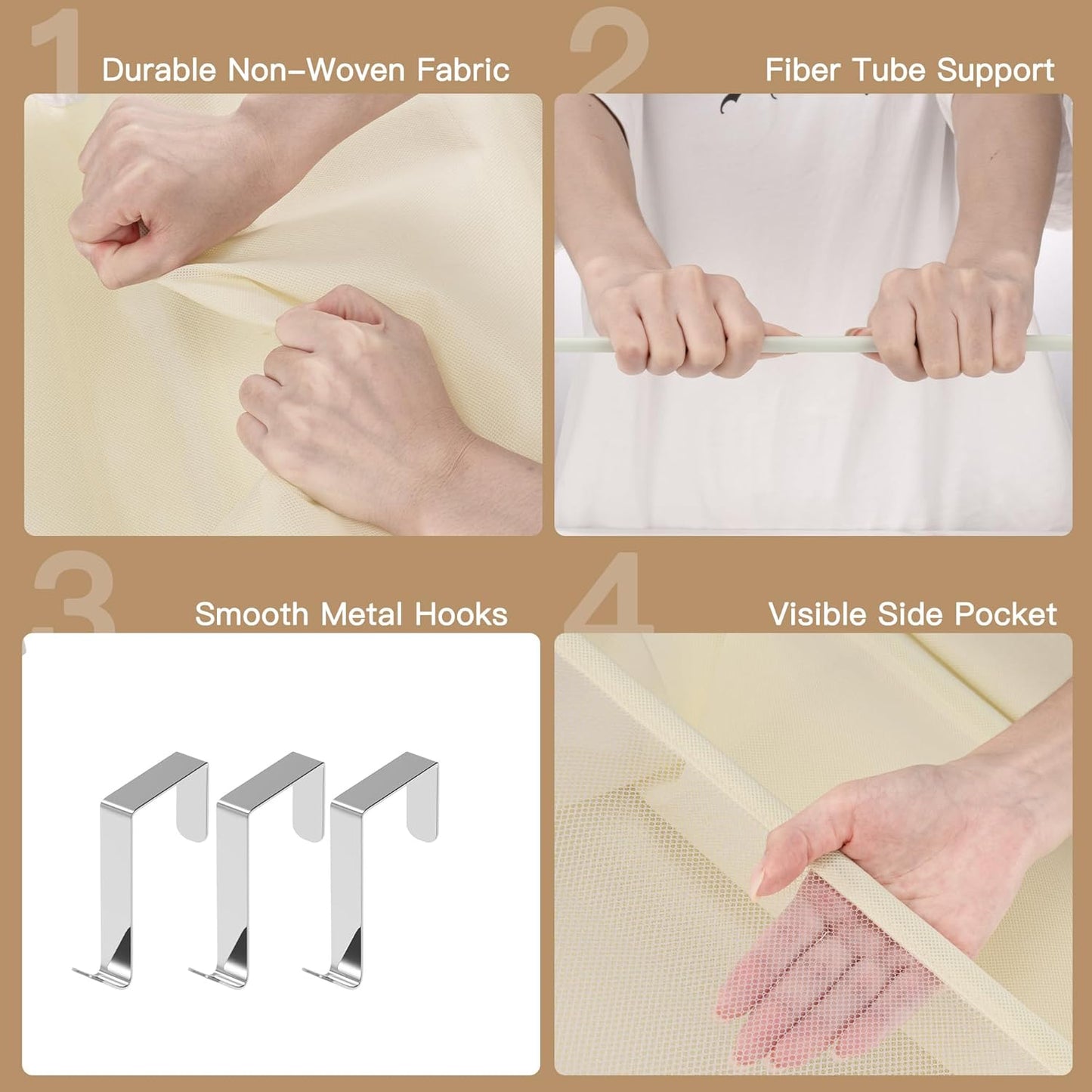 Criusia Shoe Storage, Over the Door Shoe Organizer, Hanging Closet Shoe Storage with Large Deep Pockets, Fits 16–24 Pairs of Sneakers, Sandals, Boots, Beige