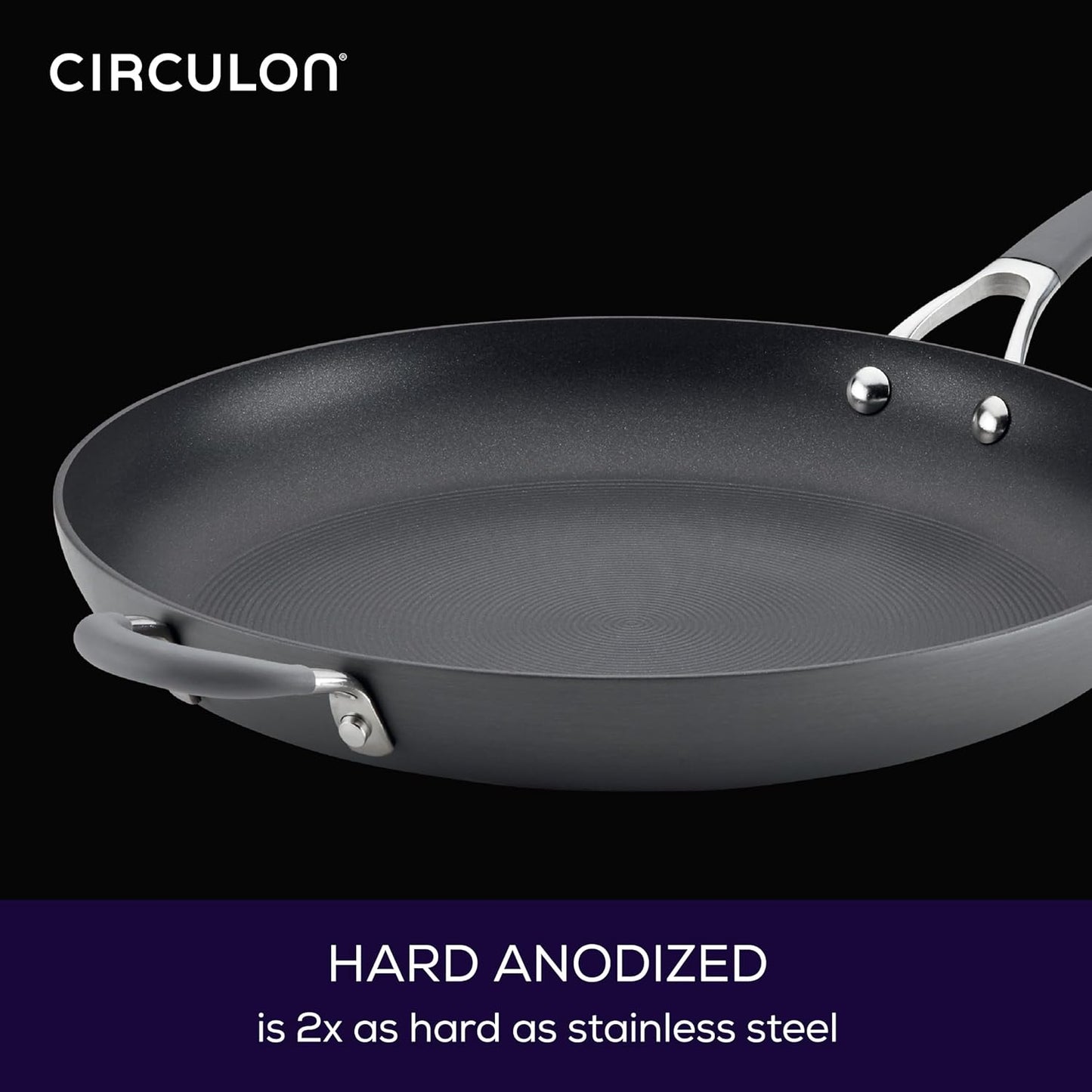 Circulon - 83906 Circulon Radiance Hard Anodized Nonstick Frying Pan / Fry Pan / Hard Anodized Skillet with Helper Handle - 14 Inch, Gray