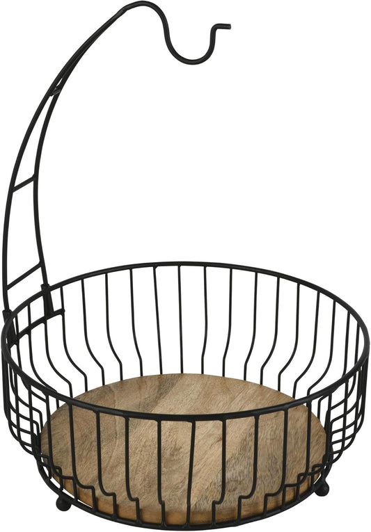 Gourmet Basics by Mikasa Savannah Fruit Storage Basket with Removable Banana Hook, 12 x 12 x 16 Inch