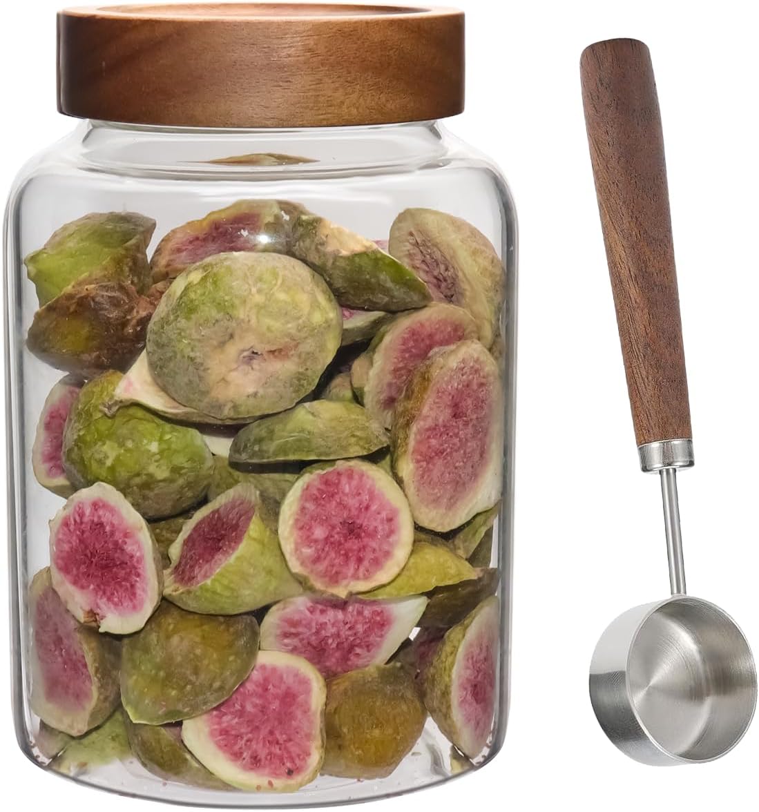 Glass Spice Jar Coffee Sugar Container Airtight Glass Jar Food Storage Canisters Bottle for Kitchen Seasoning Tea Herb Overnight Oats Bar Parfait Snacks (1800(60oz)-1 pack-with spoon)