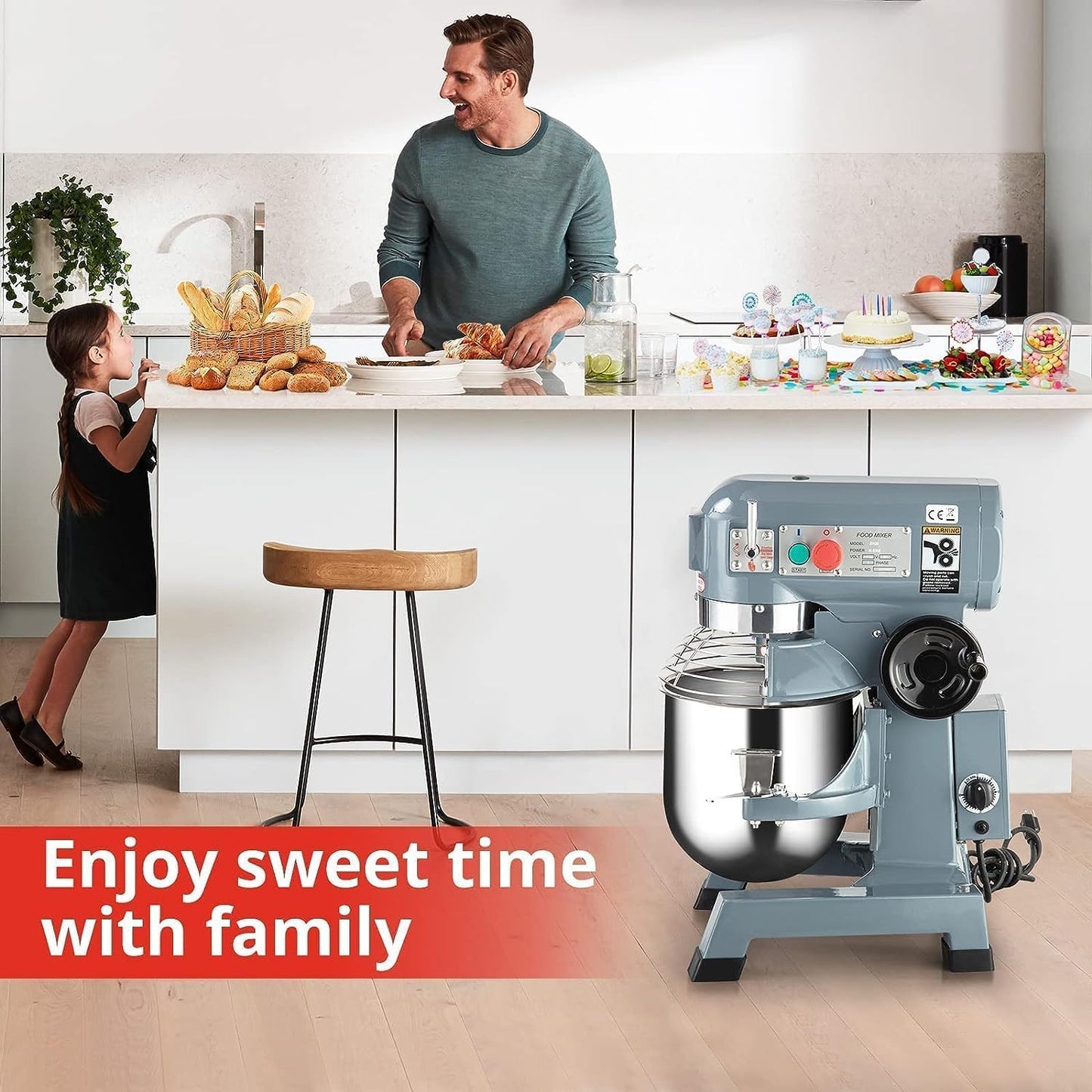 Garvee Commercial Food Mixer 10Qt, 450W Electric Food Mixer 3 Speeds Adjustable, Stainless Steel Bowl Heavy Duty Mixer with Safety Guard, Dough Hook Whisk Beater Included, Perfect for Bakery Pizzeria