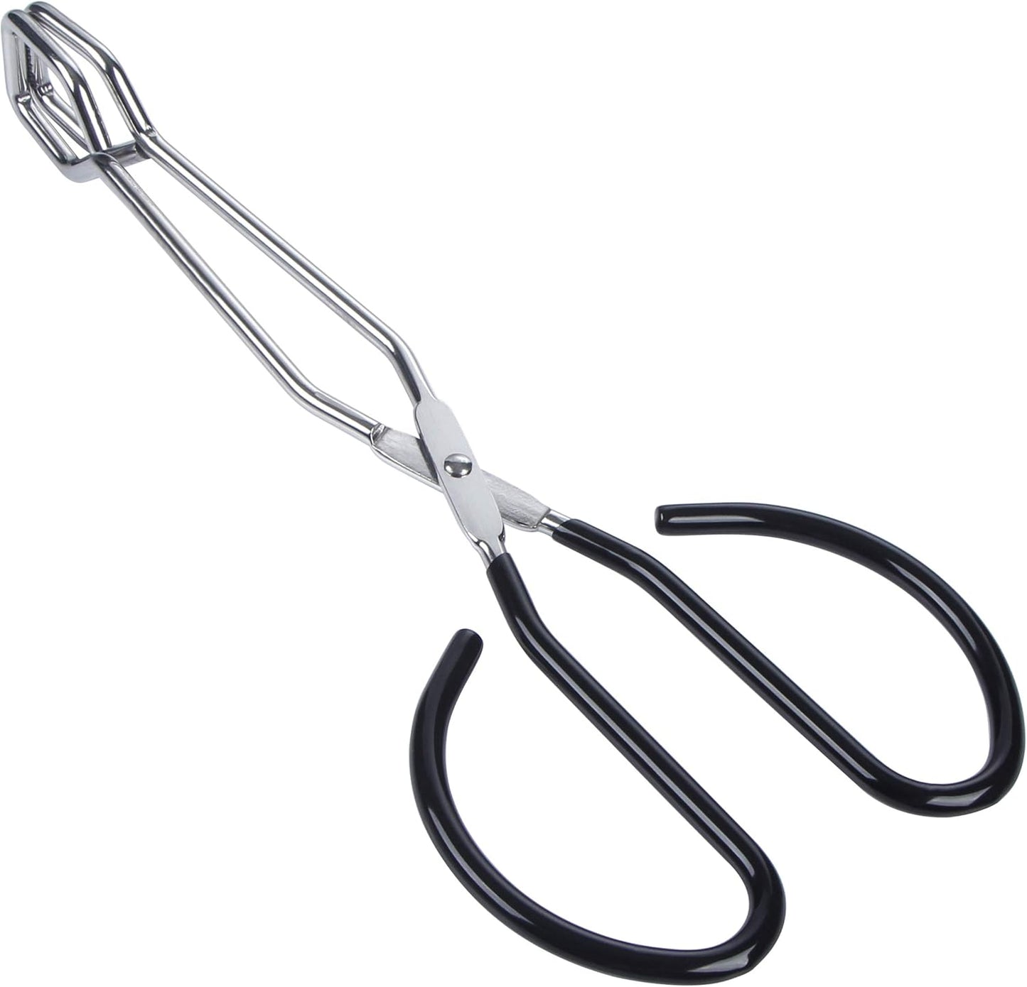 MSY BIGSUNNY Stainless Steel Scissor Tongs Heavy Duty Cooking Tongs with Soft Handles (1, black 10")