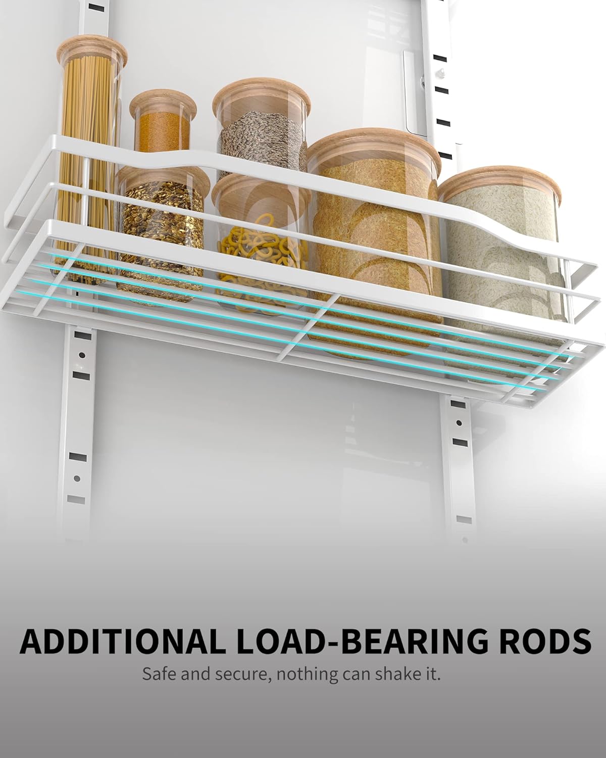 Moforoco White 6-Tier Over Door Pantry Organizer, Pantry Organization Storage, Door Metal Hanging Spice Rack Basket Shelves, Home Kitchen Apartment Essentials, Laundry Room Bathroom Organization