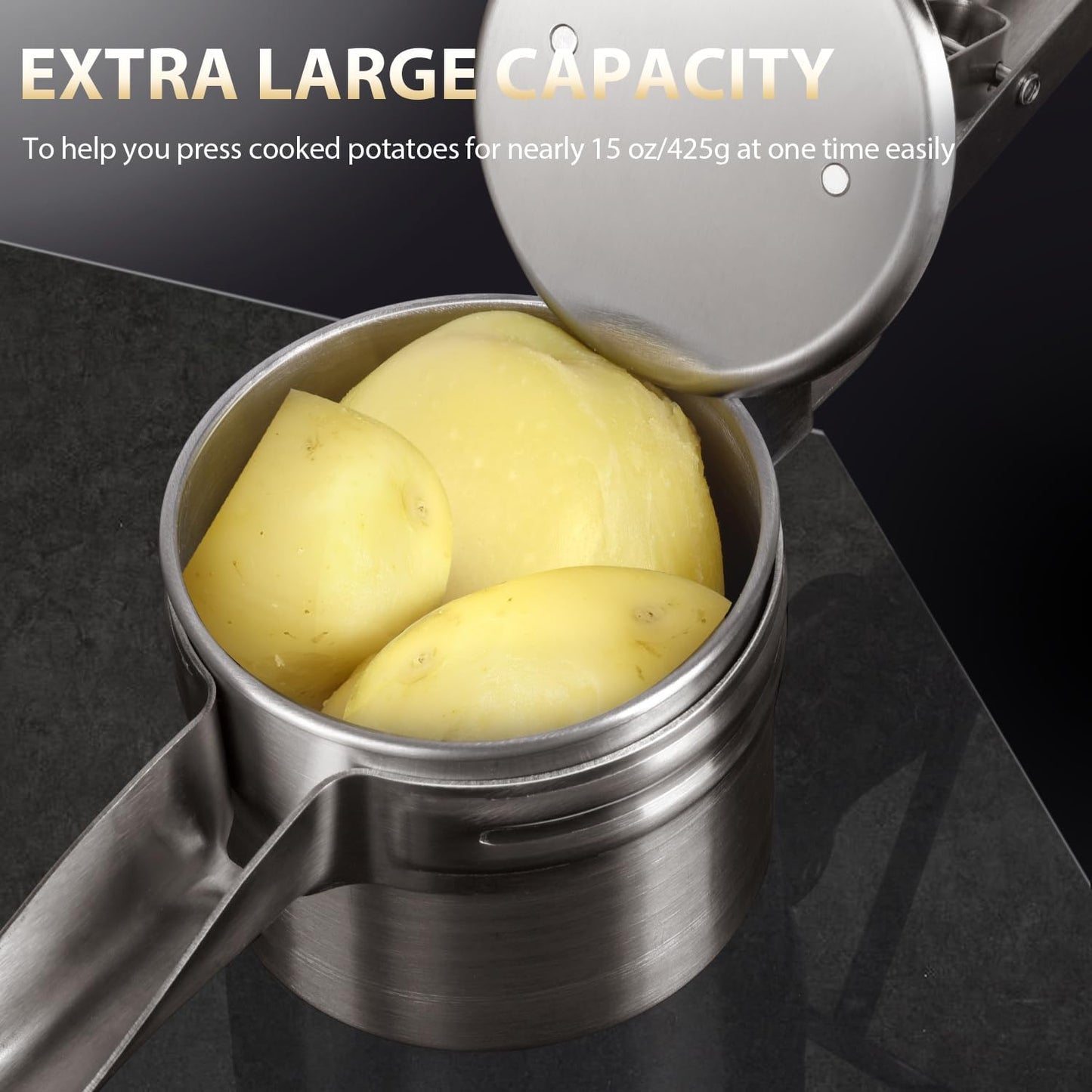 Potato Ricer, Sopito Upgraded Stainless Steel Potato Masher with 2 Interchangeable Cups Heavy Duty Kitchen Tool