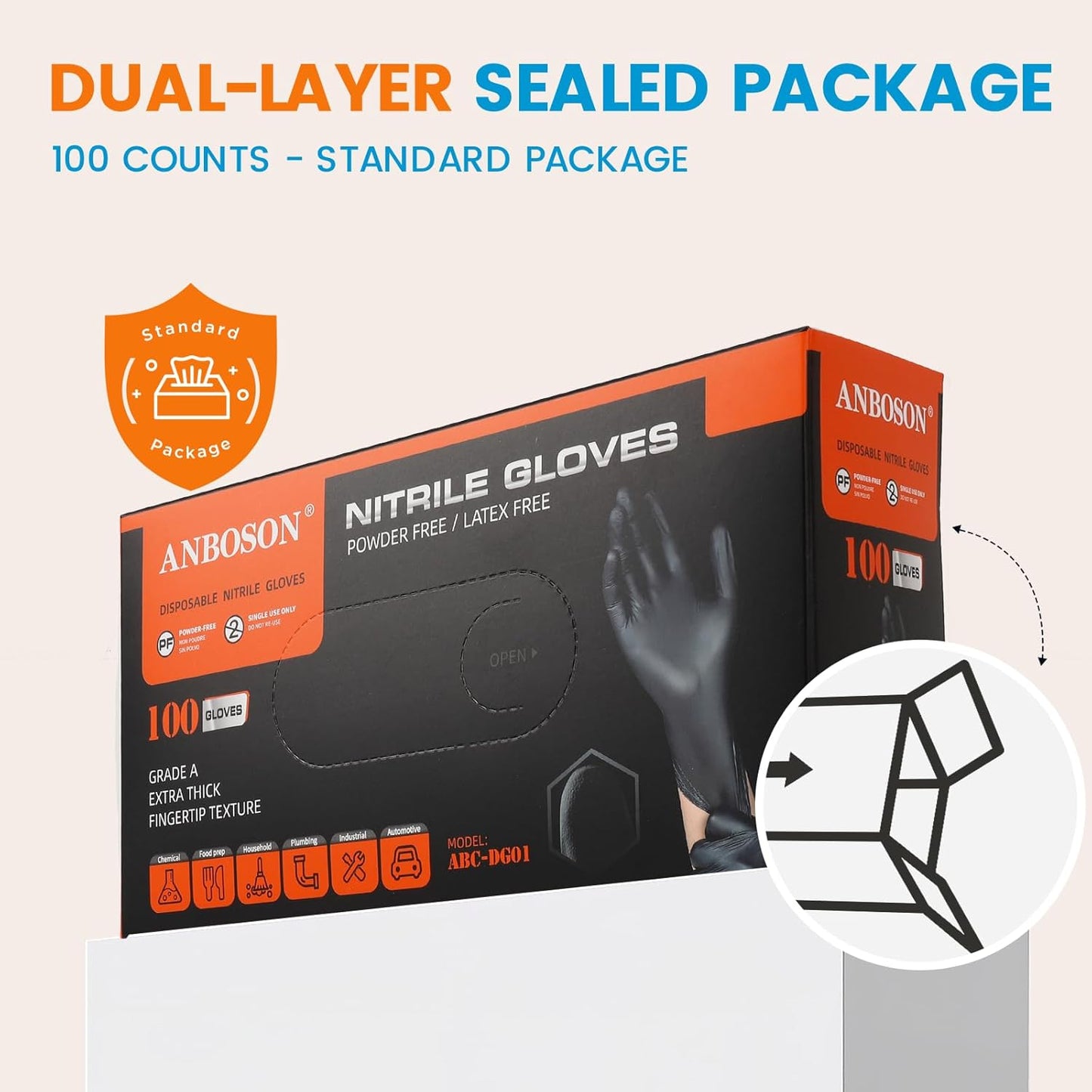 6 mil Disposable Nitrile Gloves, Heavy Duty Disposable Glove, Cooking Gloves, Latex Free, Powder Free (Black of 1000, X-Large)