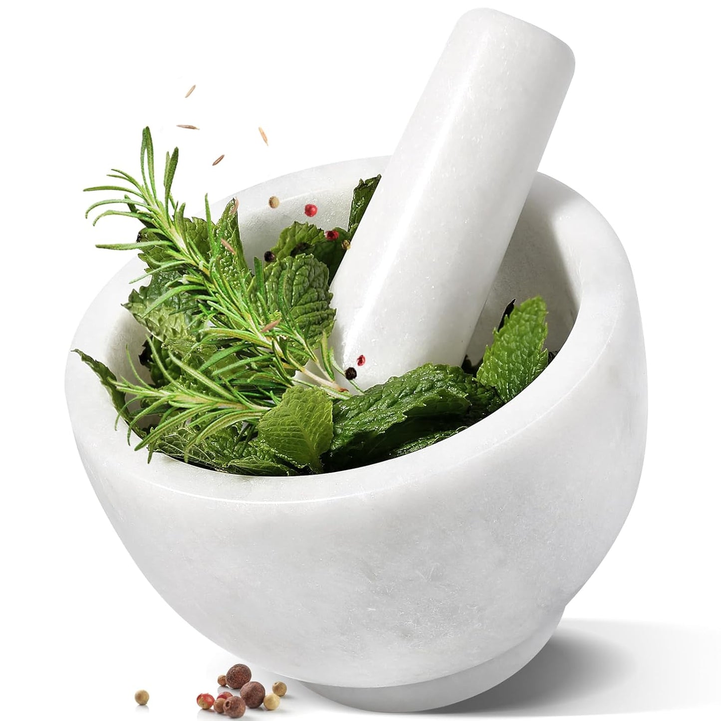 Koville Marble Mortar and Pestle Set, 5"-1.5 Cups Grinder Bowl for Guacamole, Salsa, Pill Crusher, Spice, Herb, Garlic, Nut, Heavy Duty Grinder for Kitchen(Namib Fantasy)
