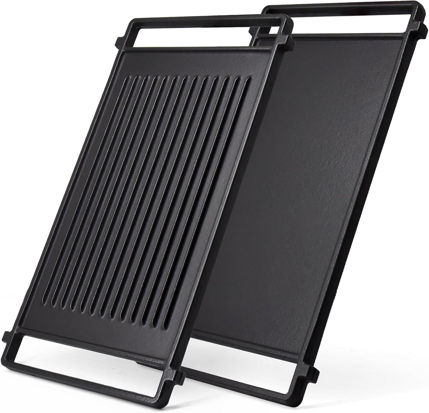 Hiorucet WB31X24998 Cast Iron Griddle Replacement for GE Gas Stove Griddle Plate, JGBS66REKSS Reversible Griddle Flat Top Pan for GE Appliance Gas Range Parts.