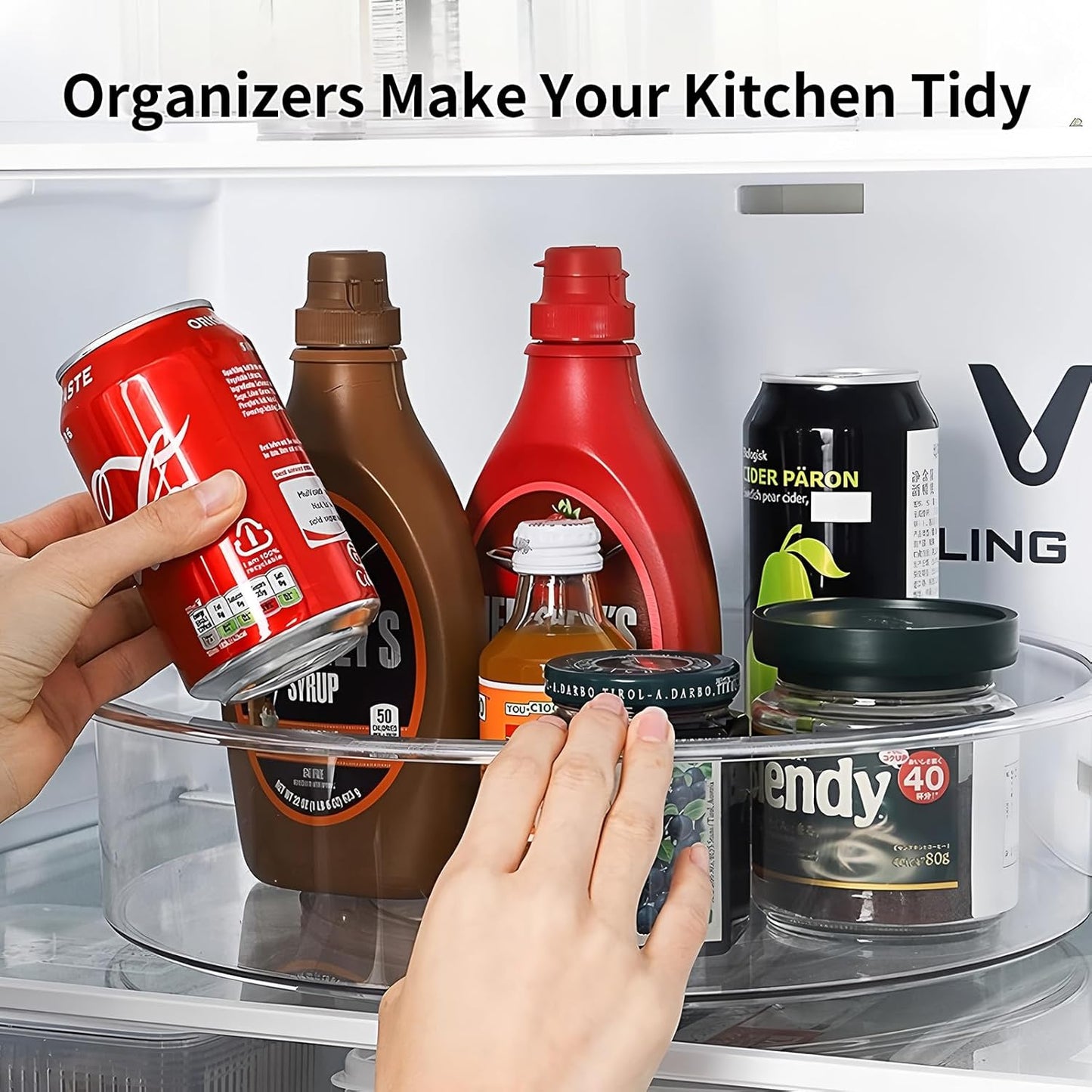 4 Pack Lazy Susan, 10.5 Inch Lazy Susan Organizer, 360 Degree Swivel, for Kitchen, Pantry, Refrigerator, Bathroom and Vanity Countertops (Clear) (4P-10.5 Inch)