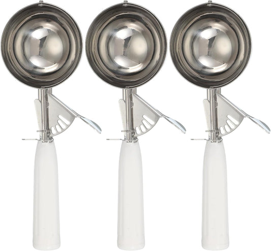 uxcell 3 Pcs Cookie Scoops, Ice Cream Scoop with Trigger for Baking Cookie Dough Rice Pudding Kitchen Gadget, White
