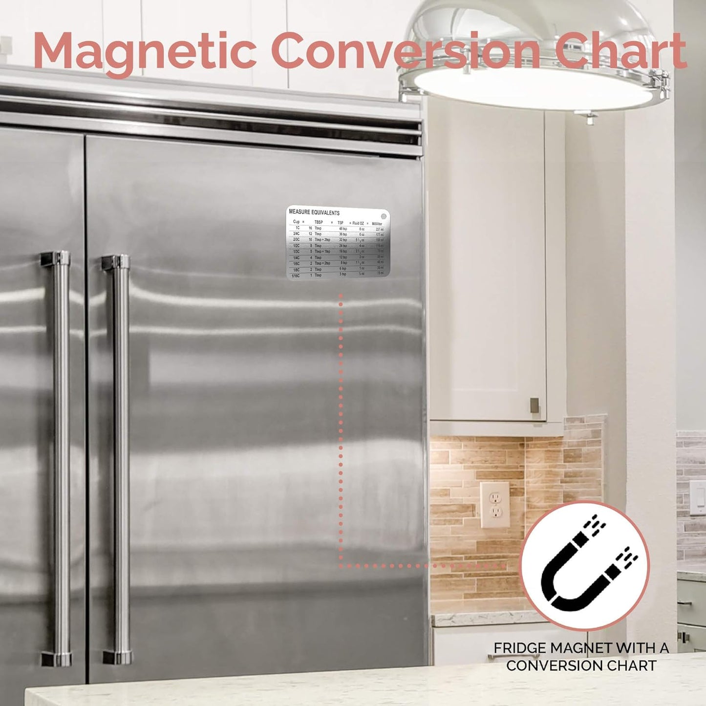 22-Piece Stainless Steel Measuring Cups and Spoons Set, Tad Dash Pinch Smidgen Drop Mini Measuring Spoons, Measuring Stick Leveler, Measurement Conversion Chart Fridge Magnet, (Country Chic)