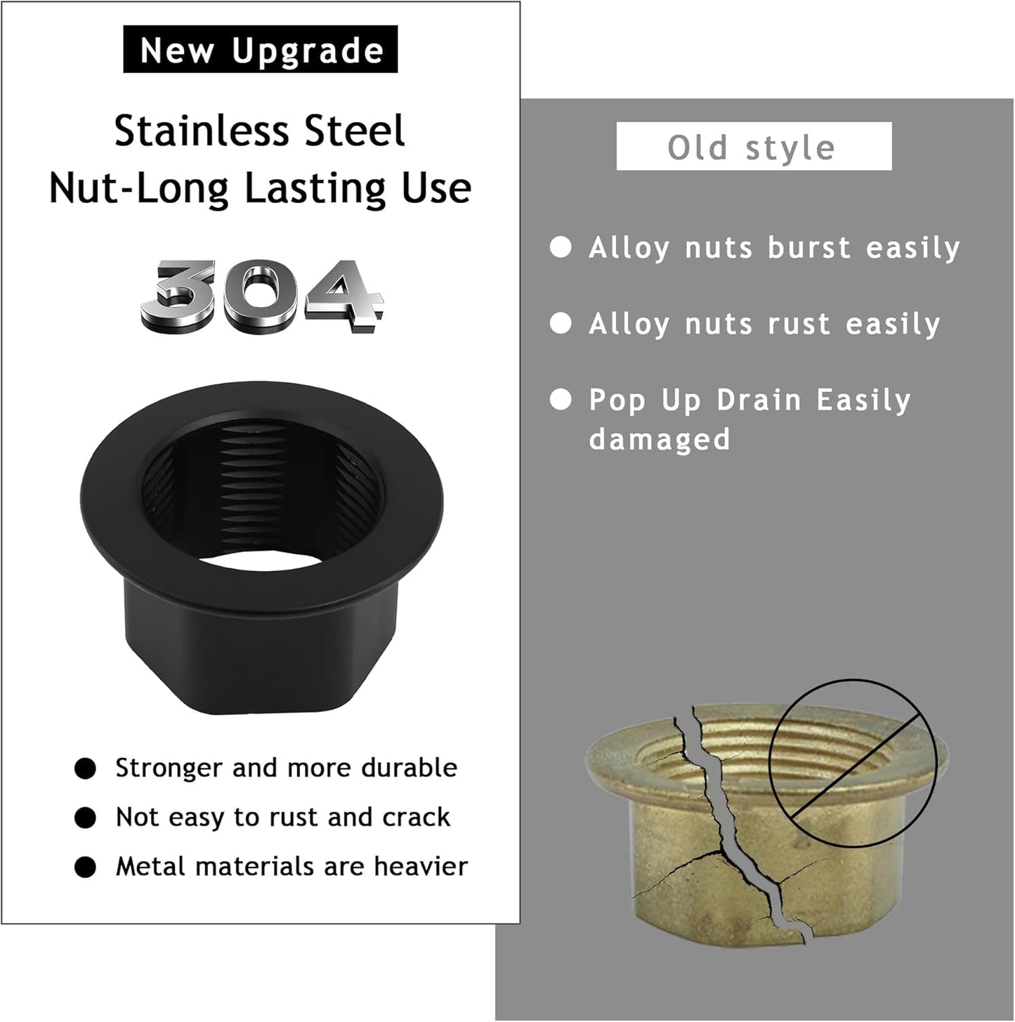 Bathroom Sink Drain,Drain Stopper Bathroom Sink Without Overflow,Small Cap Pop Up Drain Assembly with Detachable Strainer Basket,Built-in Anti-Clogging, Stainless Steel Nut Matte Black