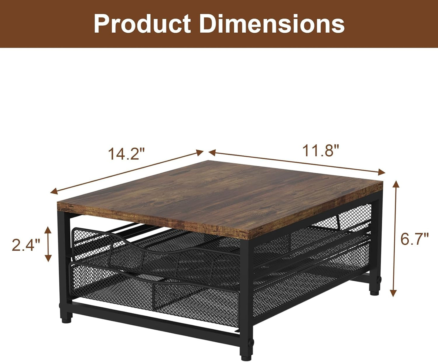 Coffee Pod Holder For Counter, Wooden K Cup Holder with Sliding Drawer, Large Capacity Coffee Pod Storage for Coffee Station, Home, Office, Kitchen