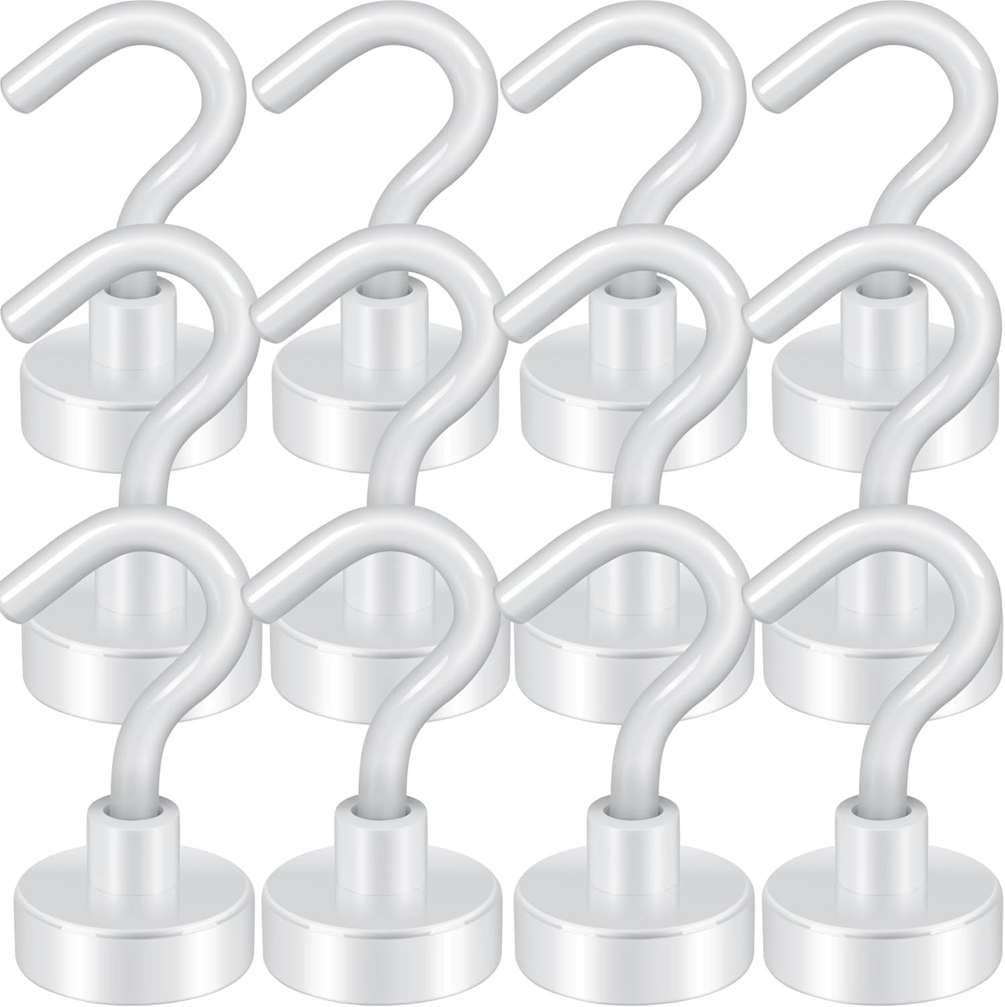 Neosmuk Magnetic Hooks, Cruise Ship Essentials, 30lb+ Heavy Duty Magnetic Hooks for Cruise Cabins, Refrigerator, Grill, Hanging, and Travel | Extra Strong Must-Haves Magnet Hook(White,Pack of 12)